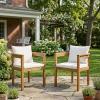 Christopher Knight Home Abact Outdoor Acacia Wood Dining Chair Set of 2, Curved Patio Armchair with Cushions, Backyard Dining Chairs, Modern Lounge Seating for Garden Porch Balcony, Teak+Beige