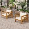 Christopher Knight Home Byrd Acacia Wood Outdoor Club Chair Set of 2 with Removable Cushion, Wooden Patio Accent Chair Set with Cushion, Poolside Garden Patio Furniture Set Armchair, Teak+Dark Grey(Teak+beige)