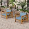 Christopher Knight Home Byrd Acacia Wood Outdoor Club Chair Set of 2 with Removable Cushion, Wooden Patio Accent Chair Set with Cushion, Poolside Garden Patio Furniture Set Armchair, Teak+Dark Grey(Teak+blue)