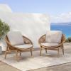 Christopher Knight Home Cyril Outdoor Papasan Chair Set of 2 with Cushion, Wicker Egg Chair with Removable Cushion, PE Wicker Chaise Lounge Sofa, Patio Furniture Set for Garden/Backyard, Brown+Beige(Brown+beige)