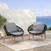 Christopher Knight Home Cyril Outdoor Papasan Chair Set of 2 with Cushion, Wicker Egg Chair with Removable Cushion, PE Wicker Chaise Lounge Sofa, Patio Furniture Set for Garden/Backyard, Brown+Beige(Brown+dark Grey)