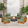 Christopher Knight Home Hana Set of 4 Outdoor Club Chair with Water Resistant, Acacia Wood Lounge Chair Outdoor, Patio Low Profile Accent Chairs, Comfy Reading Chairs for Garden Backyard, Teak + Beige(Teak + Green)