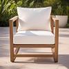 Christopher Knight Home Xerath Acacia Wood Lounge Chair Outdoor, Oversized Accent Chair with Removable Cushion Set, Comfy Reading Seating for Garden/Backyard, Comfort Cushions Seating, Natural + White