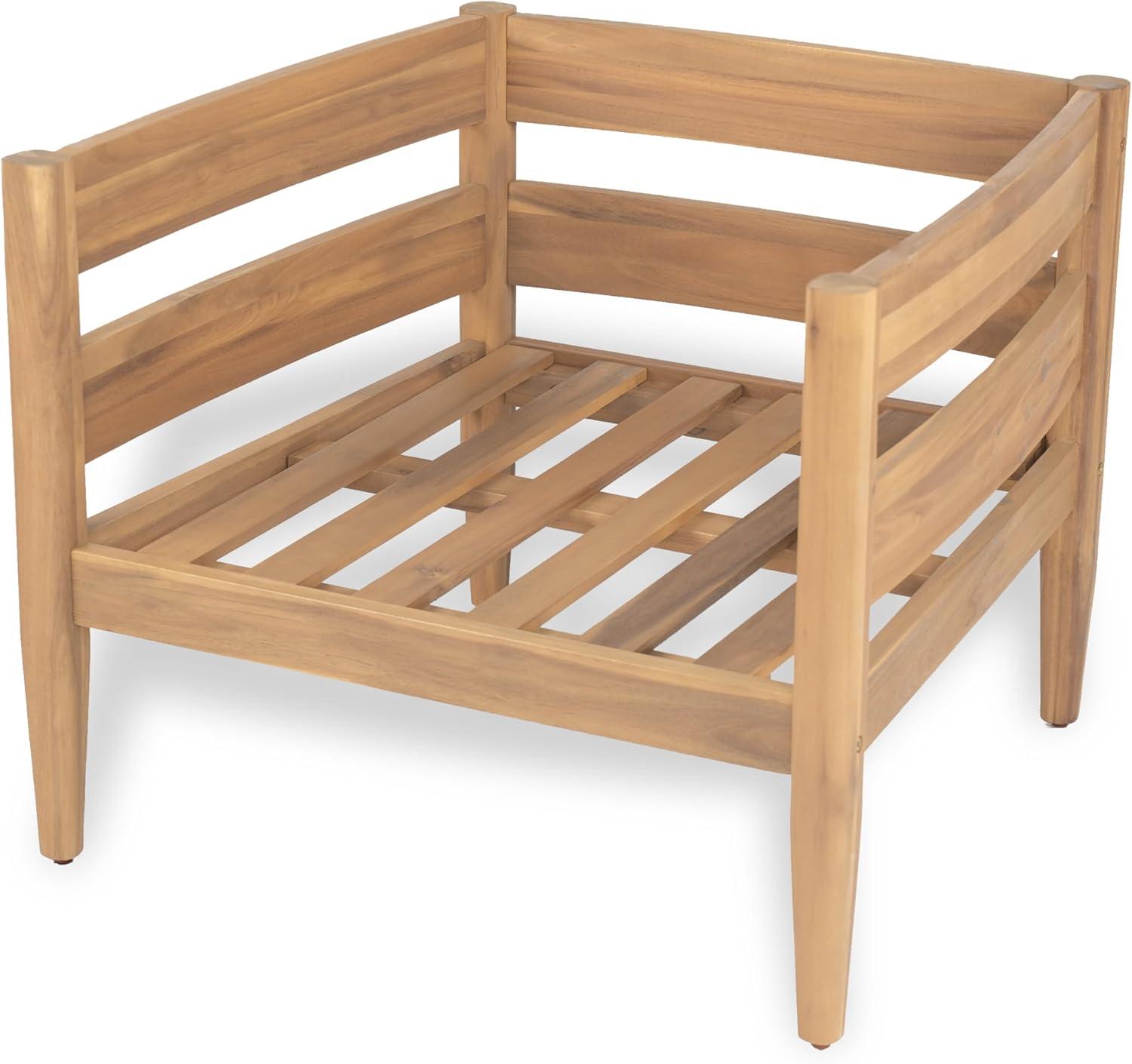 image:imageChristopher Knight Home Ahri Acacia Wood Outdoor Chair Patio Lounge Chair with Slatted Back Accent Chair with Cushions Stylish Outdoor Furniture for BalconyGarden Beige Light TeakBeige Light Teak