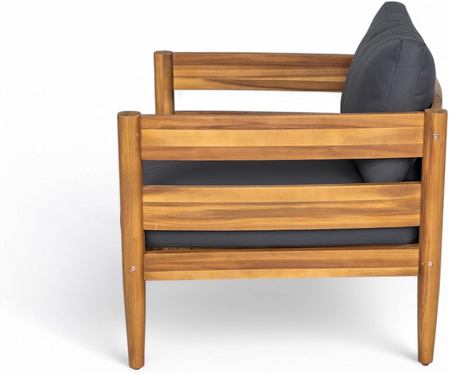 image:imageChristopher Knight Home Ahri Acacia Wood Outdoor Chair Patio Lounge Chair with Slatted Back Accent Chair with Cushions Stylish Outdoor Furniture for BalconyGarden Beige Light TeakDark Gray Teak