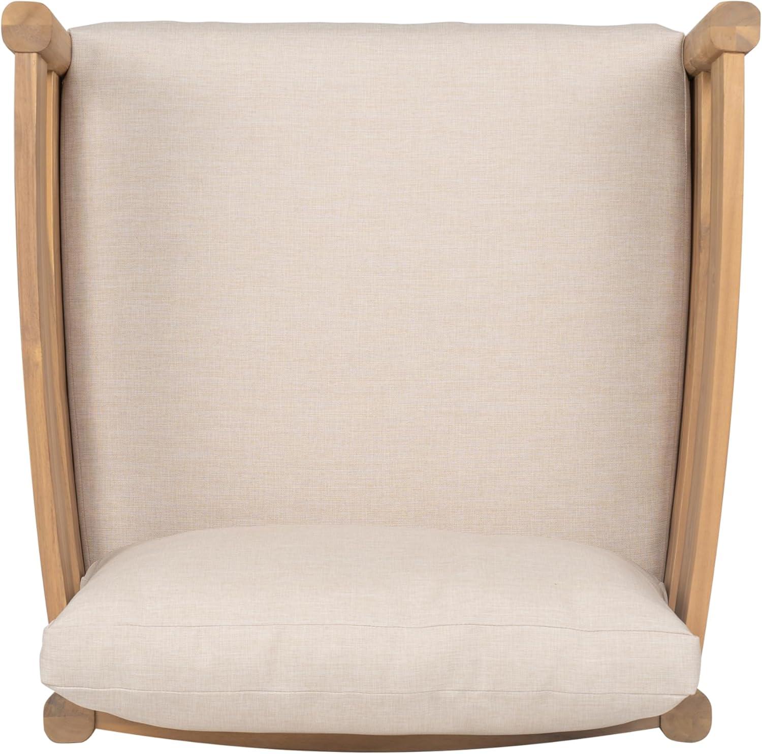 image:imageChristopher Knight Home Ahri Acacia Wood Outdoor Chair Patio Lounge Chair with Slatted Back Accent Chair with Cushions Stylish Outdoor Furniture for BalconyGarden Beige Light TeakBeige Light Teak