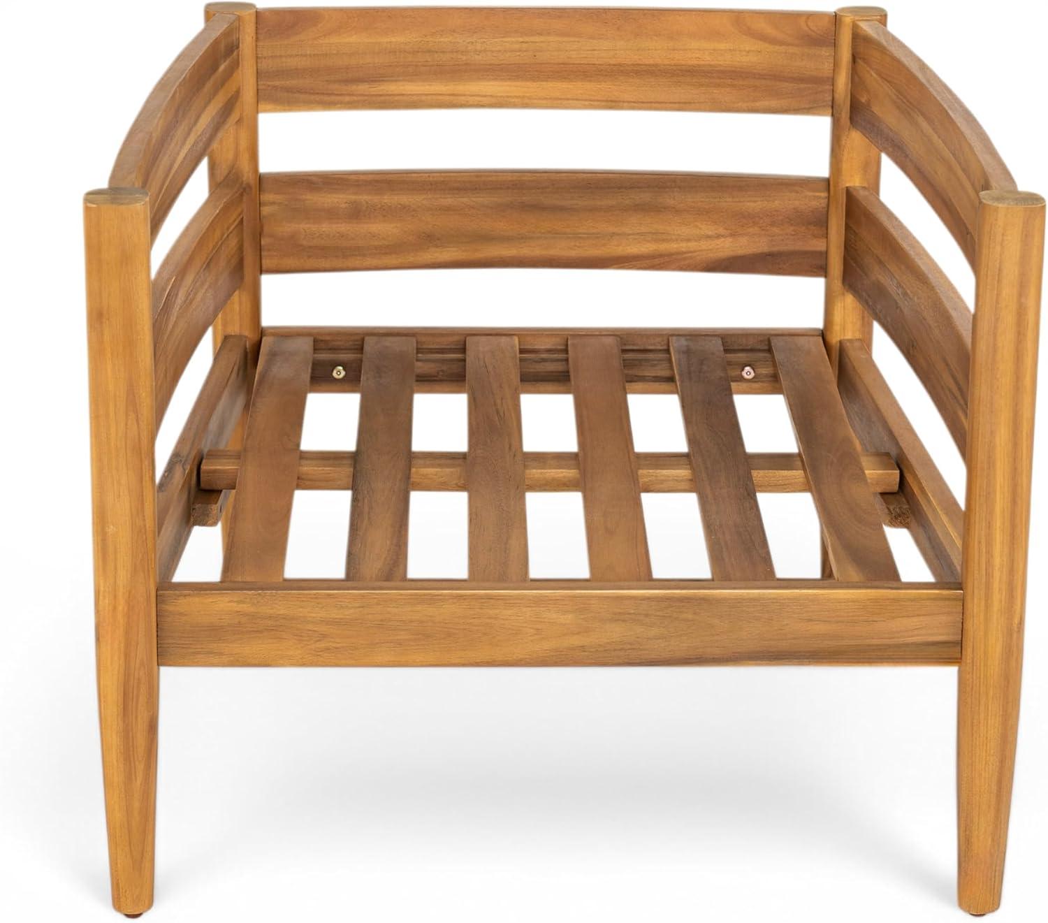 image:imageChristopher Knight Home Ahri Acacia Wood Outdoor Chair Patio Lounge Chair with Slatted Back Accent Chair with Cushions Stylish Outdoor Furniture for BalconyGarden Beige Light TeakDark Gray Teak