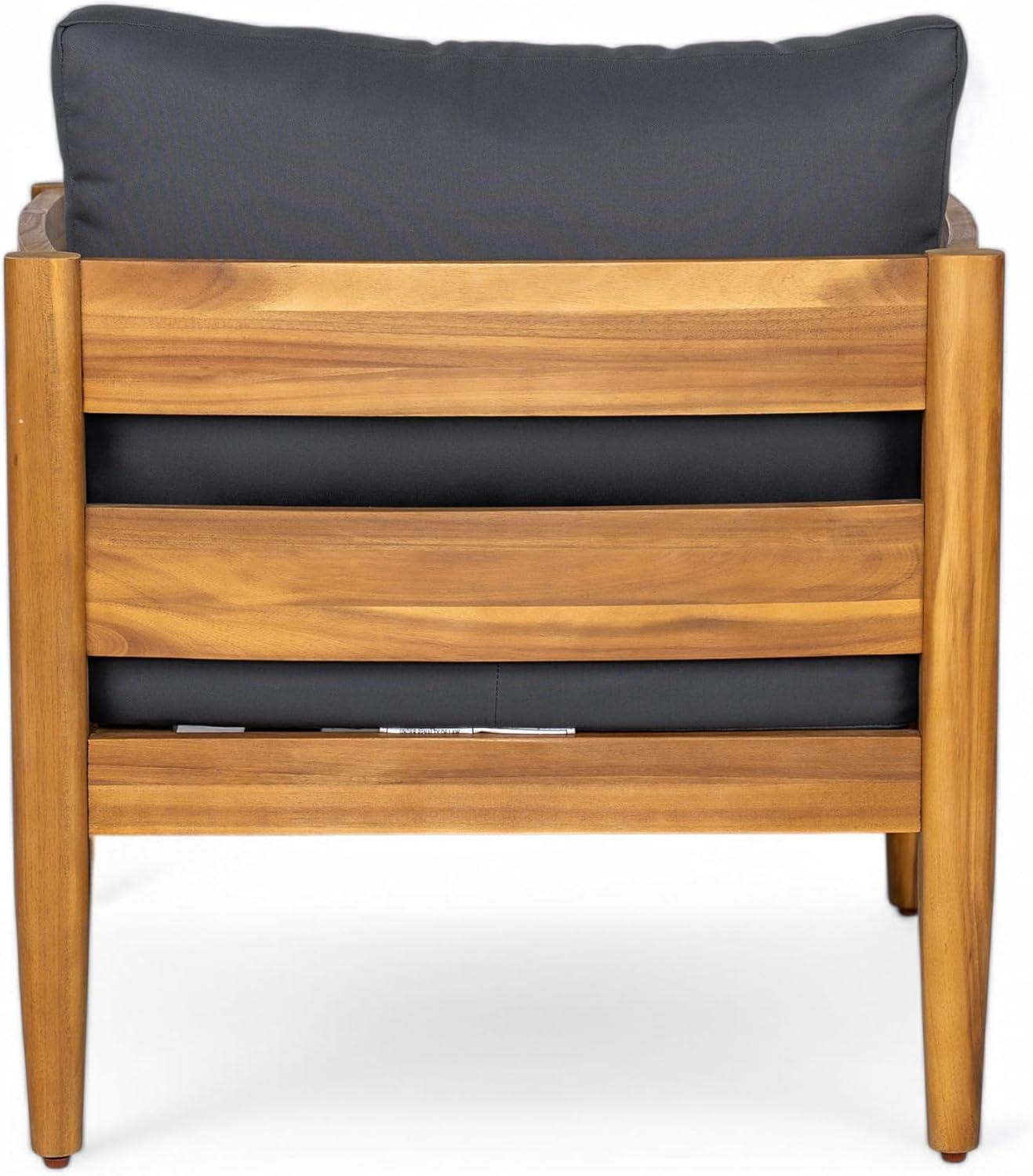 image:imageChristopher Knight Home Ahri Acacia Wood Outdoor Chair Patio Lounge Chair with Slatted Back Accent Chair with Cushions Stylish Outdoor Furniture for BalconyGarden Beige Light TeakDark Gray Teak