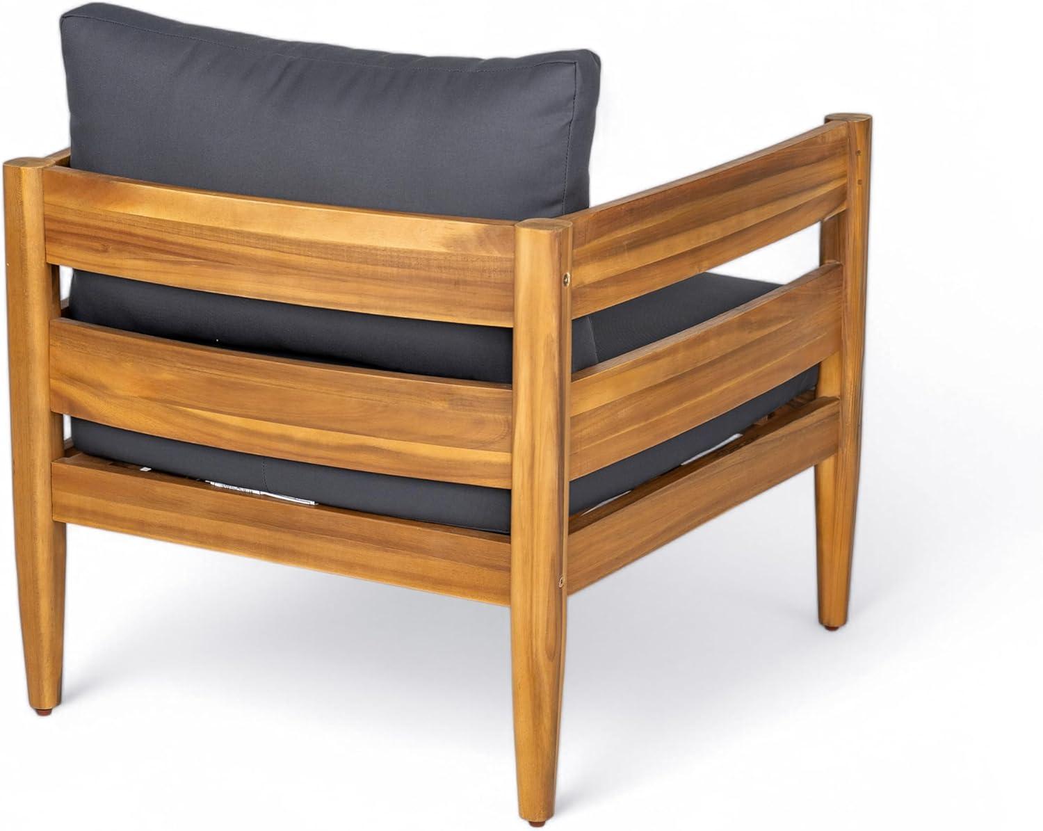 image:imageChristopher Knight Home Ahri Acacia Wood Outdoor Chair Patio Lounge Chair with Slatted Back Accent Chair with Cushions Stylish Outdoor Furniture for BalconyGarden Beige Light TeakDark Gray Teak