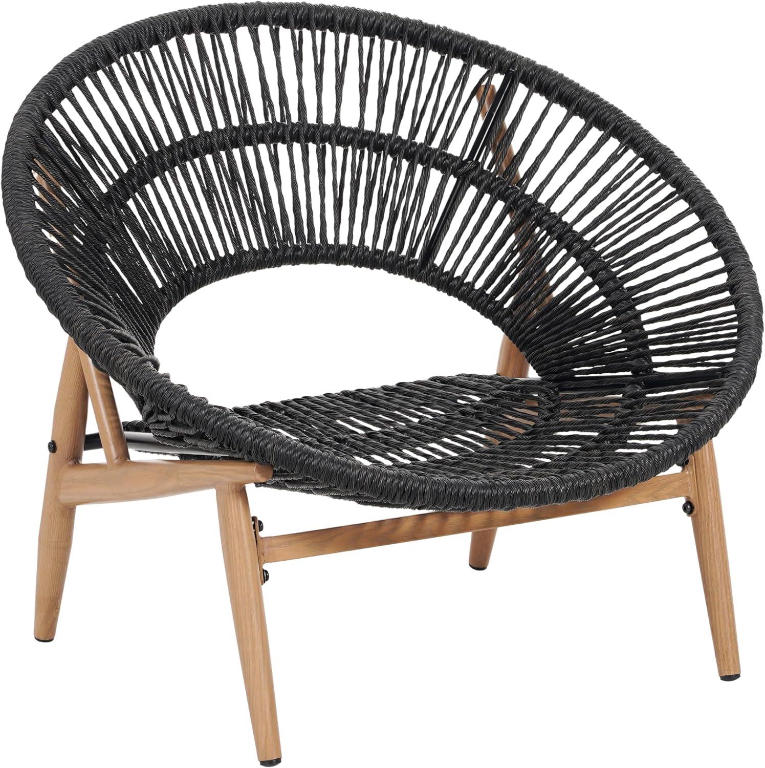 image:imageChristopher Knight Home Cyril Outdoor Papasan Chair with Cushion Wicker Egg Chair with Removable Cushion PE Wicker Chaise Lounge Chair Patio Furniture Set for GardenBackyard BrownBeigeBrowndark Grey