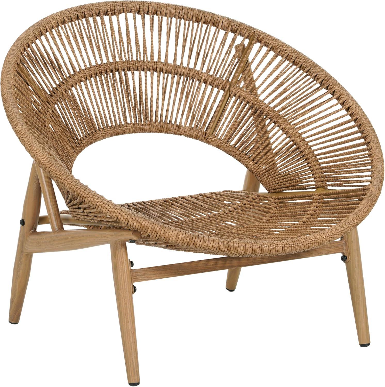 image:imageChristopher Knight Home Cyril Outdoor Papasan Chair with Cushion Wicker Egg Chair with Removable Cushion PE Wicker Chaise Lounge Chair Patio Furniture Set for GardenBackyard BrownBeigeBrownbeige