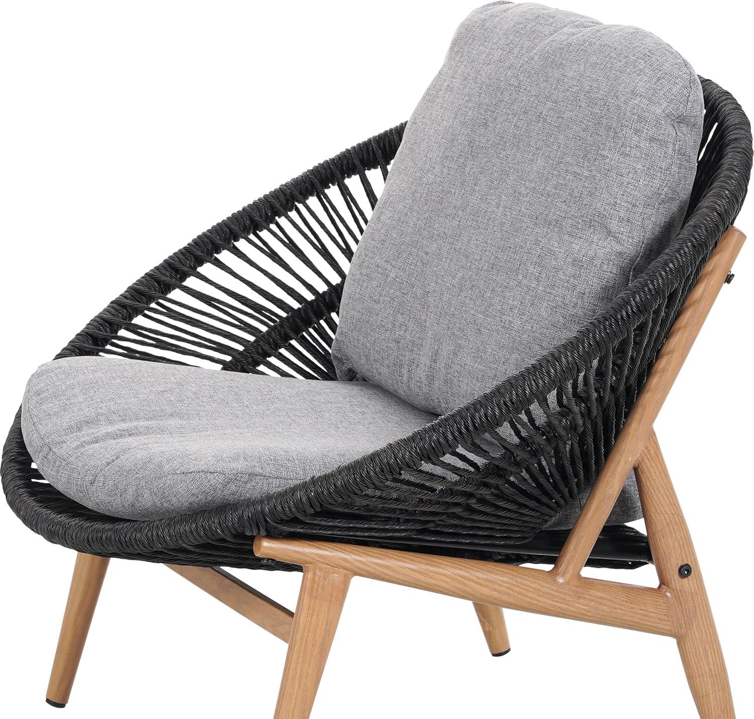 image:imageChristopher Knight Home Cyril Outdoor Papasan Chair with Cushion Wicker Egg Chair with Removable Cushion PE Wicker Chaise Lounge Chair Patio Furniture Set for GardenBackyard BrownBeigeBrowndark Grey