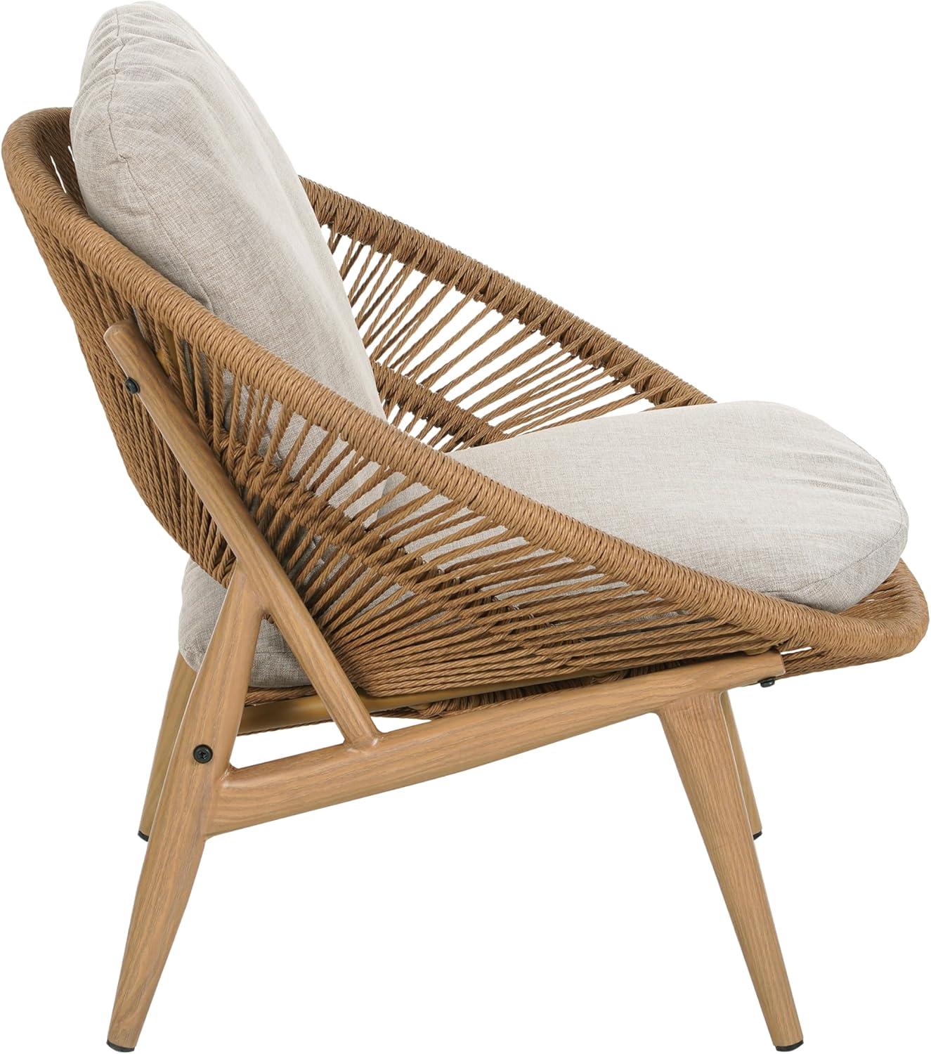 image:imageChristopher Knight Home Cyril Outdoor Papasan Chair with Cushion Wicker Egg Chair with Removable Cushion PE Wicker Chaise Lounge Chair Patio Furniture Set for GardenBackyard BrownBeigeBrownbeige