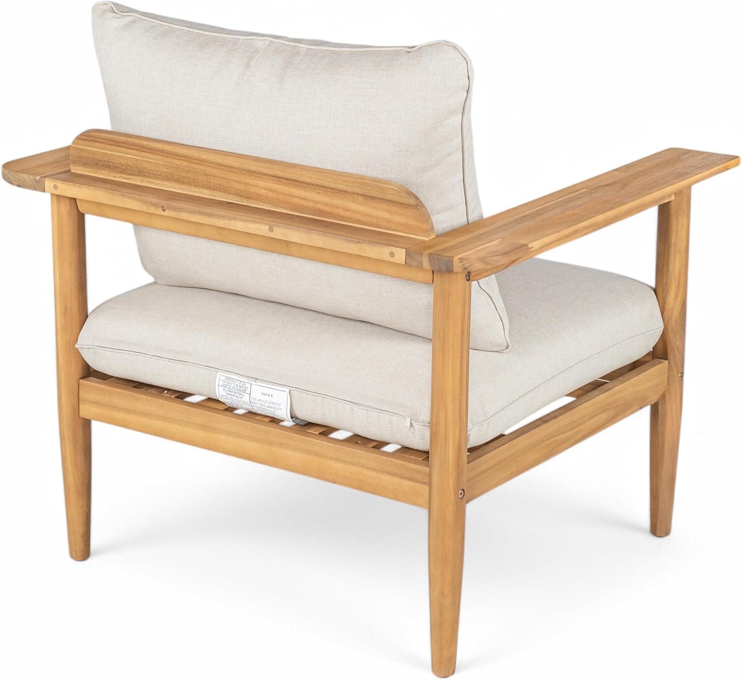 image:imageChristopher Knight Home Dessa Acacia Wood Accent Chairs Set of 2 Outdoor Club Chairs with Cushions Slat Panel Support Armchair Comfort Lounge Chair for Balcony Backyard Garden TeakBeige