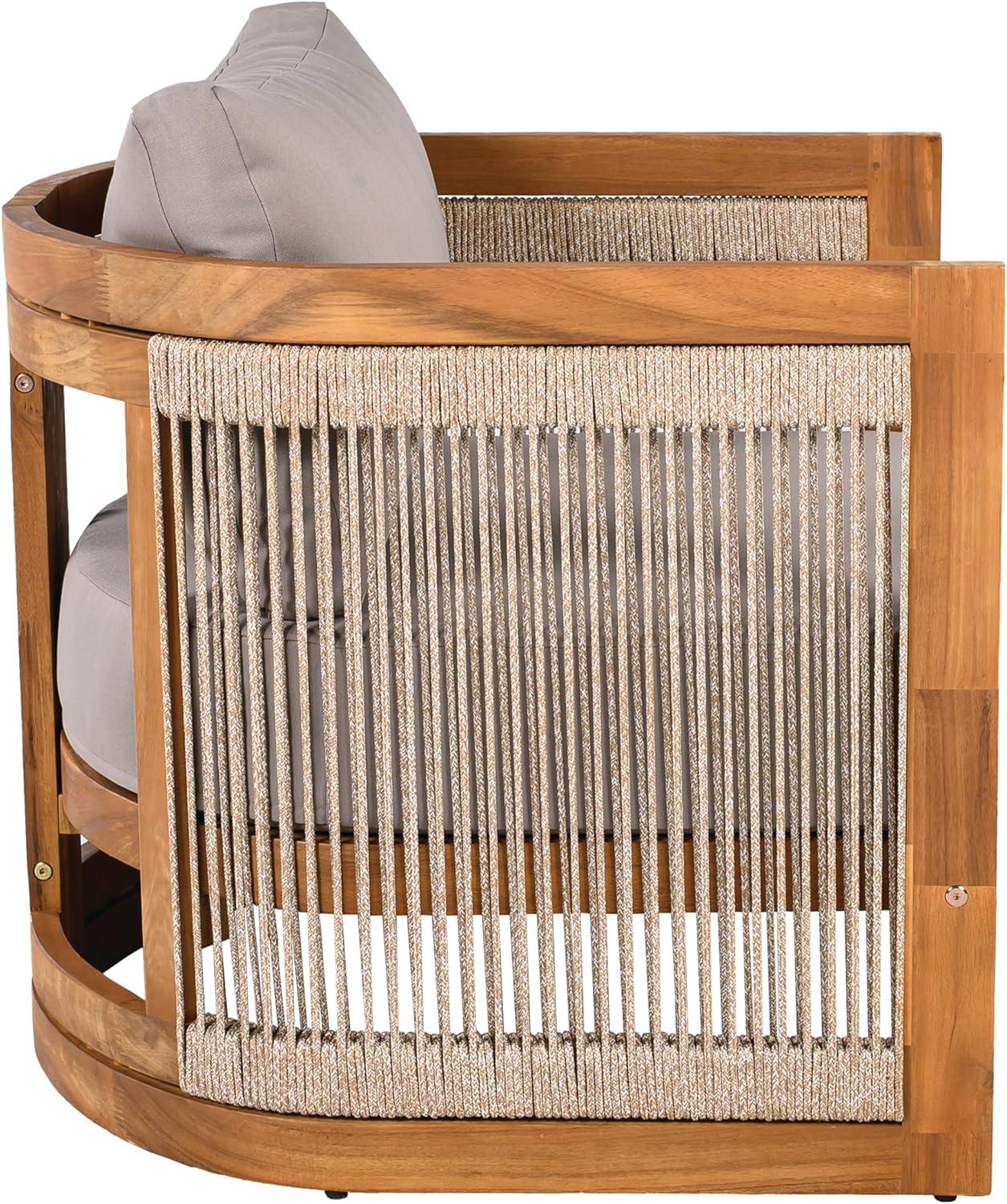 image:imageChristopher Knight Home Dora Set of 2 Patio Club Chair with Cushions Acacia Wood Lounge Chair Outdoor Woven Accents Curved Design Side Chair for Balcony Backyard Garden Poolside Grey TeakGrey Teak