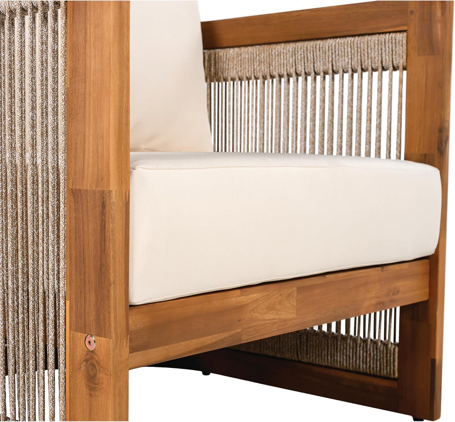 image:imageChristopher Knight Home Dora Set of 2 Patio Club Chair with Cushions Acacia Wood Lounge Chair Outdoor Woven Accents Curved Design Side Chair for Balcony Backyard Garden Poolside Grey TeakBeige Teak