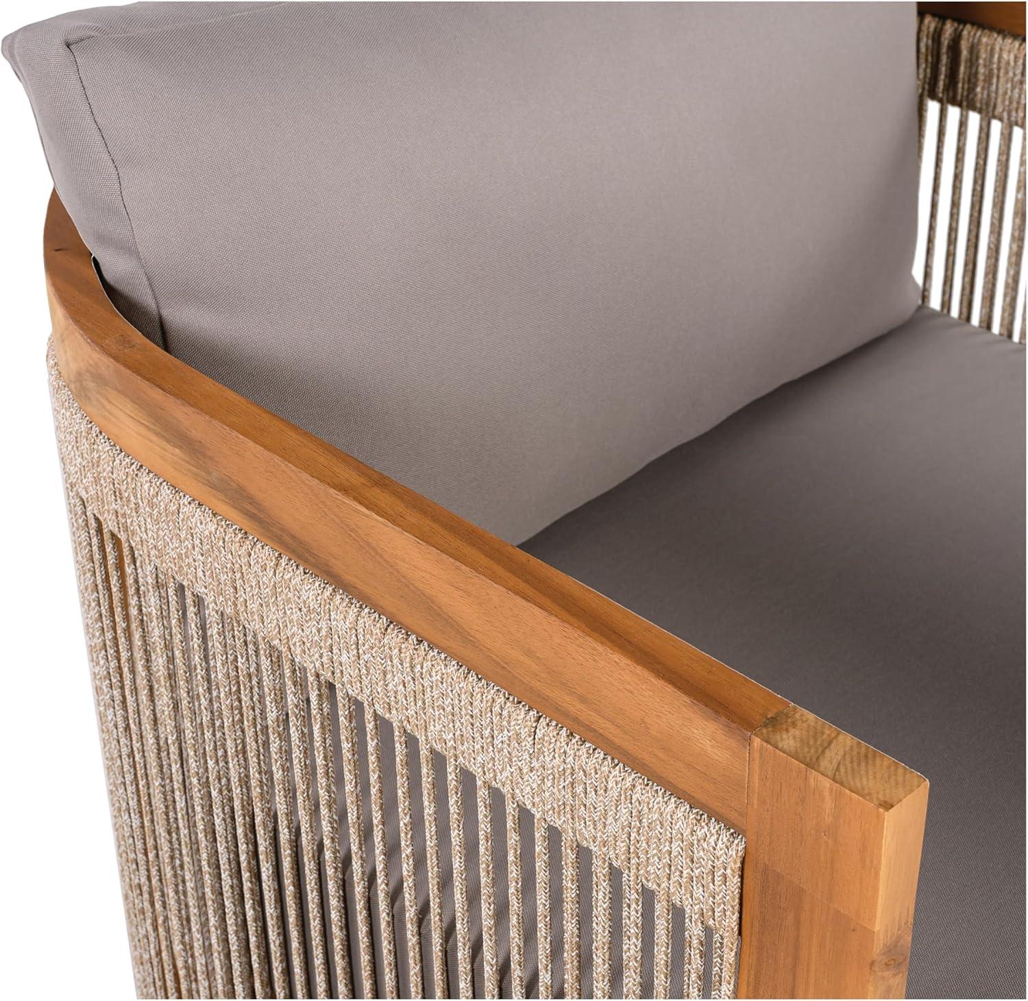 image:imageChristopher Knight Home Dora Set of 2 Patio Club Chair with Cushions Acacia Wood Lounge Chair Outdoor Woven Accents Curved Design Side Chair for Balcony Backyard Garden Poolside Grey TeakGrey Teak