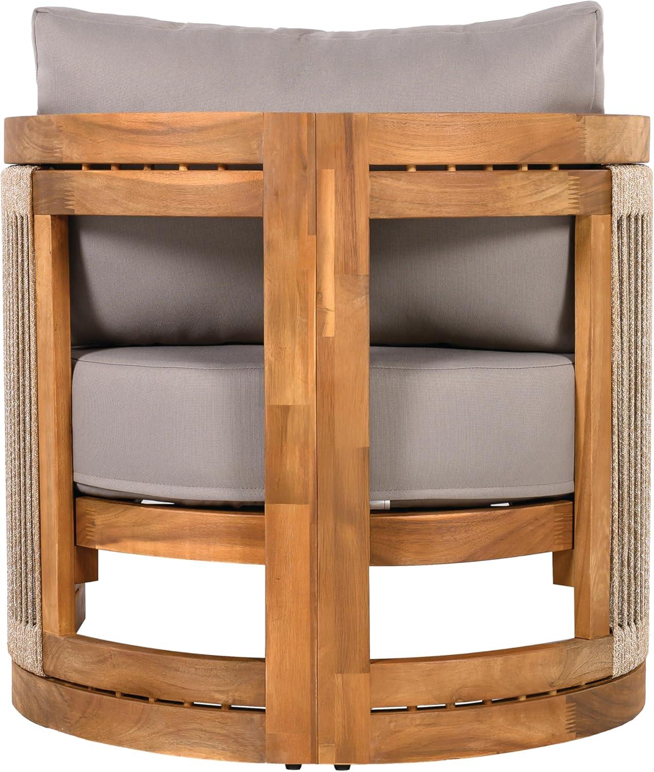 image:imageChristopher Knight Home Dora Set of 2 Patio Club Chair with Cushions Acacia Wood Lounge Chair Outdoor Woven Accents Curved Design Side Chair for Balcony Backyard Garden Poolside Grey TeakGrey Teak
