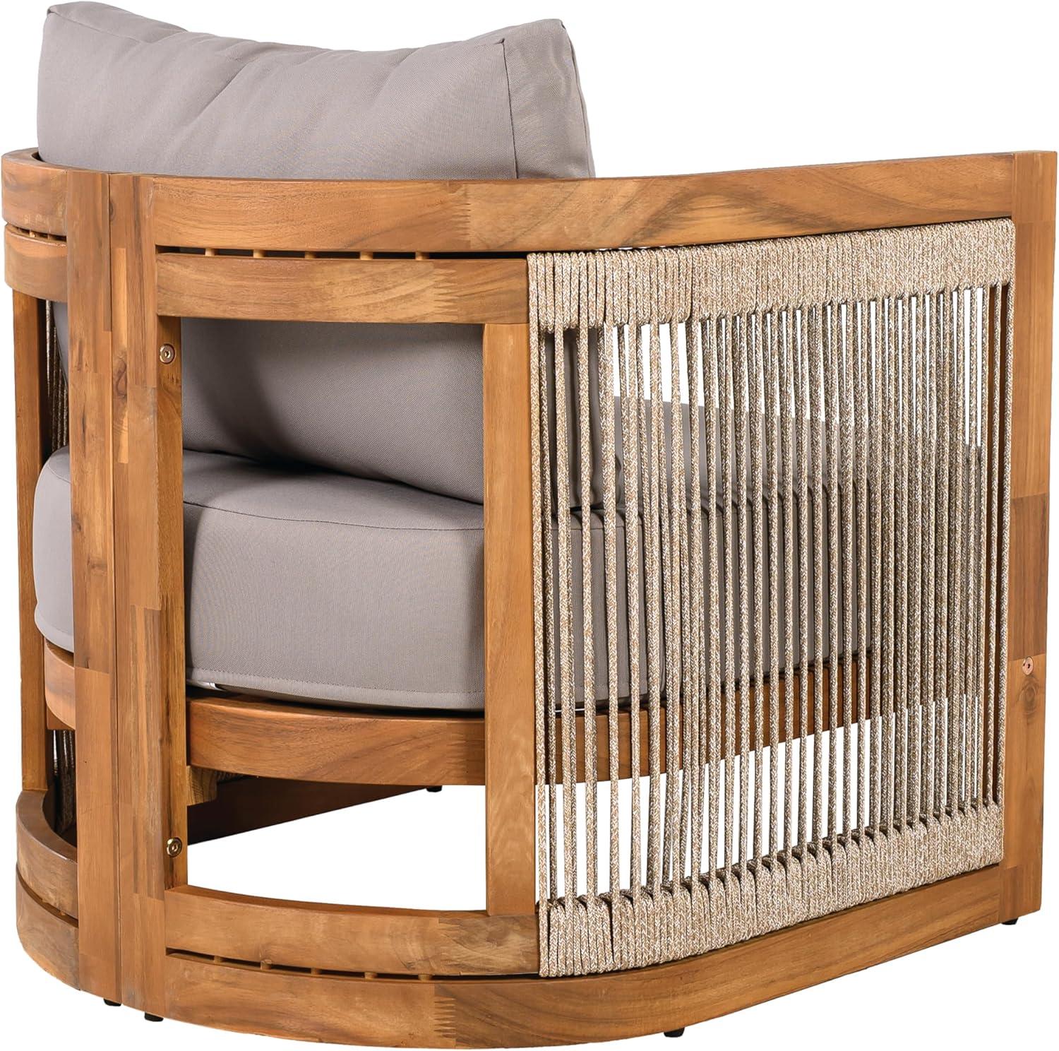 image:imageChristopher Knight Home Dora Set of 2 Patio Club Chair with Cushions Acacia Wood Lounge Chair Outdoor Woven Accents Curved Design Side Chair for Balcony Backyard Garden Poolside Grey TeakGrey Teak