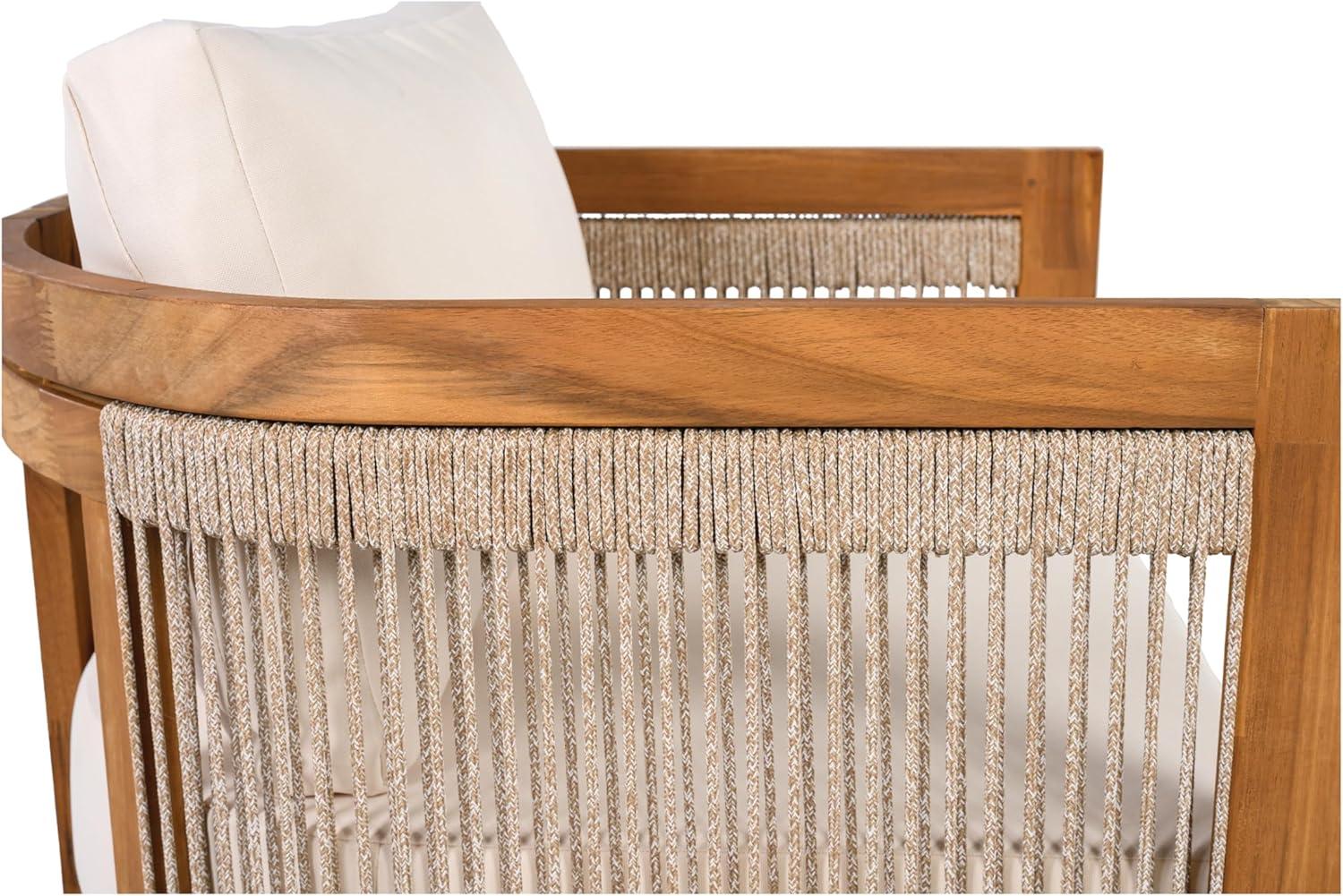 image:imageChristopher Knight Home Dora Set of 2 Patio Club Chair with Cushions Acacia Wood Lounge Chair Outdoor Woven Accents Curved Design Side Chair for Balcony Backyard Garden Poolside Grey TeakBeige Teak