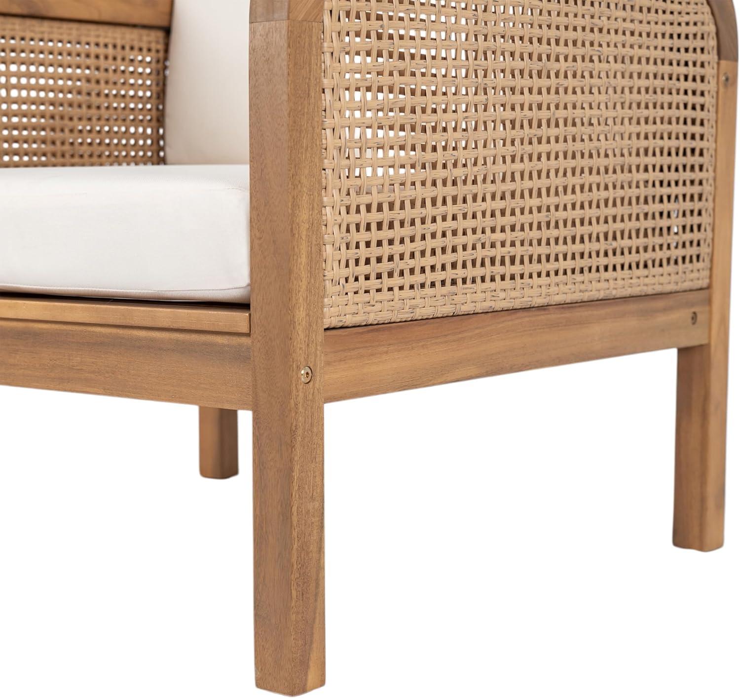 image:imageChristopher Knight Home Elk Set of 2 Patio Acacia Wood Club Chair with Cushions Comfy Lounge Chair Outdoor Stylish Garden Seating Wicker Armchair for Porch Backyard Balcony Light Brown amp Beige