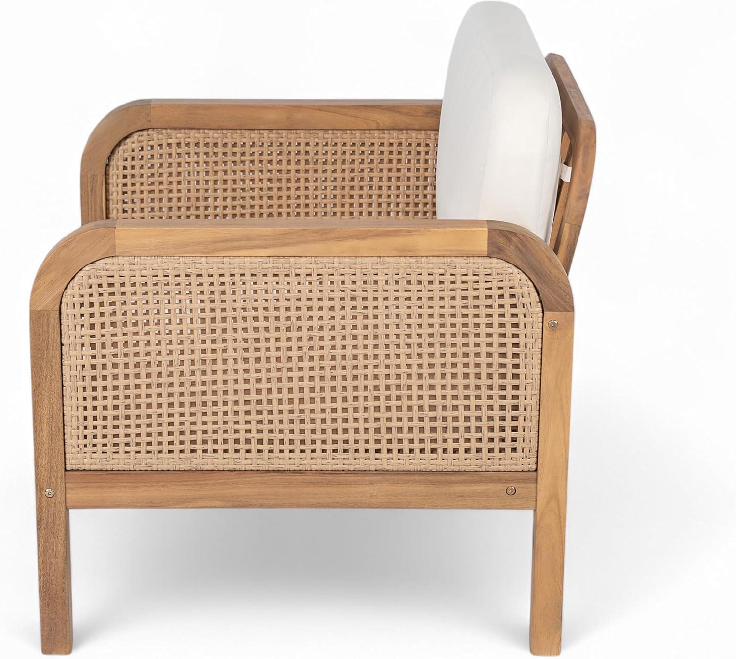 image:imageChristopher Knight Home Elk Set of 2 Patio Acacia Wood Club Chair with Cushions Comfy Lounge Chair Outdoor Stylish Garden Seating Wicker Armchair for Porch Backyard Balcony Light Brown amp Beige