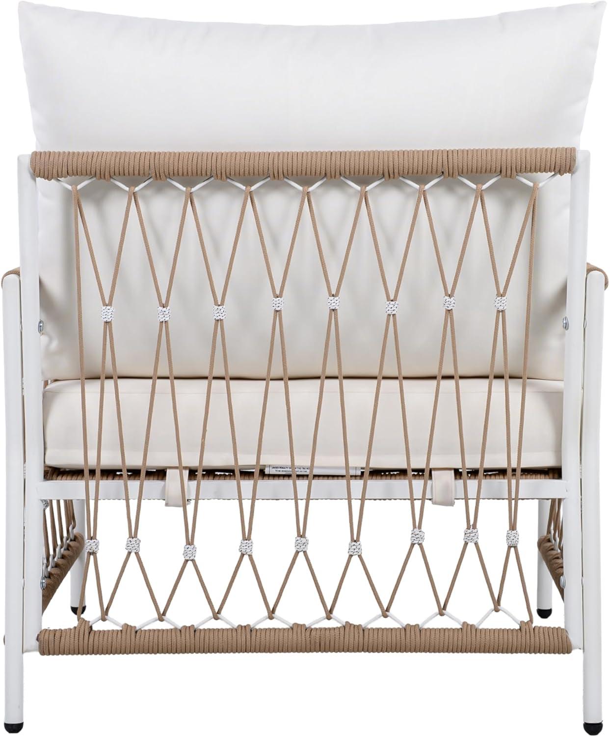 image:imageChristopher Knight Home Evelyn Set of 2 Lounge Chair Outdoor with Handwoven Rope PowderCoated Steel Frame Garden Chair Set Patio Seating with Waterproof Cushions for Garden Balcony Beige Natural