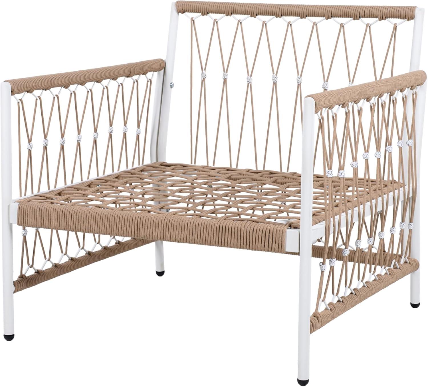 image:imageChristopher Knight Home Evelyn Set of 2 Lounge Chair Outdoor with Handwoven Rope PowderCoated Steel Frame Garden Chair Set Patio Seating with Waterproof Cushions for Garden Balcony Beige Natural