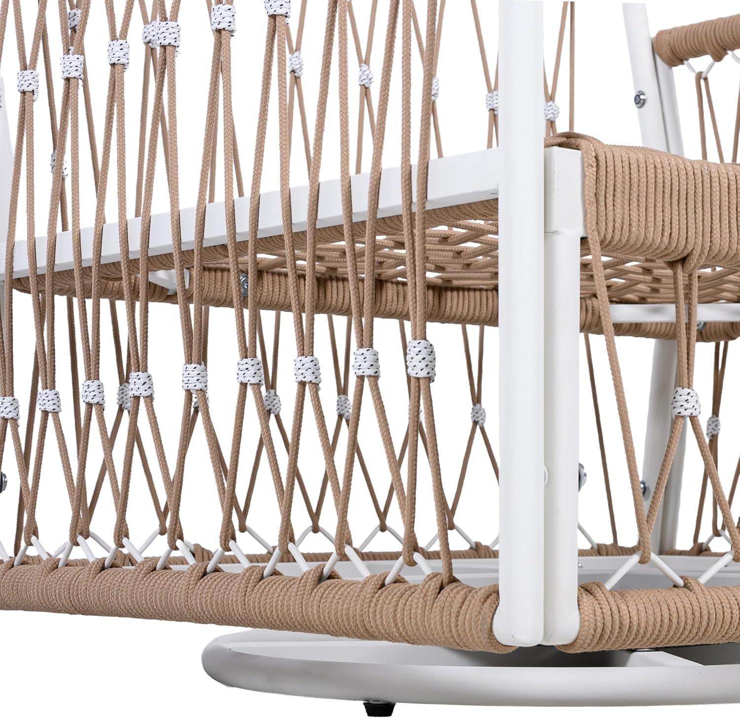 image:imageChristopher Knight Home Fiora 360 Swivel Patio Chairs Set of 2 with Handwoven Rope PowderCoated Steel Frame Outdoor Lounge Chairs Patio Seating with Waterproof Cushions Beige Natural