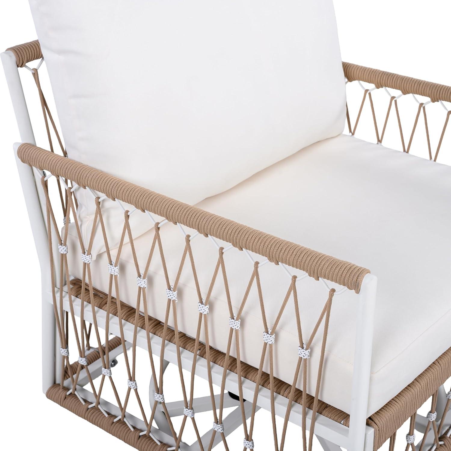 image:imageChristopher Knight Home Fiora 360 Swivel Patio Chairs Set of 2 with Handwoven Rope PowderCoated Steel Frame Outdoor Lounge Chairs Patio Seating with Waterproof Cushions Beige Natural