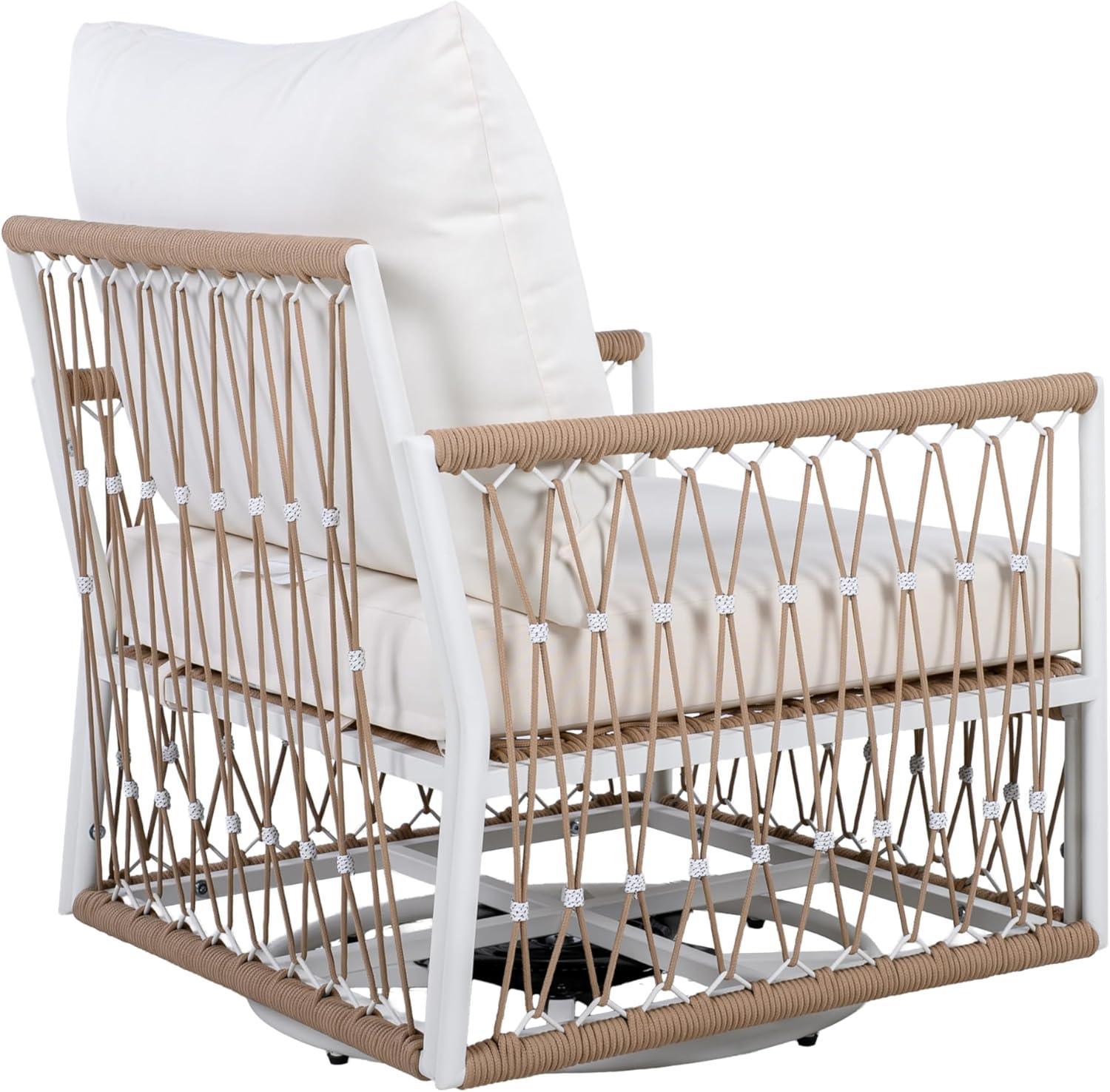 image:imageChristopher Knight Home Fiora 360 Swivel Patio Chairs Set of 2 with Handwoven Rope PowderCoated Steel Frame Outdoor Lounge Chairs Patio Seating with Waterproof Cushions Beige Natural