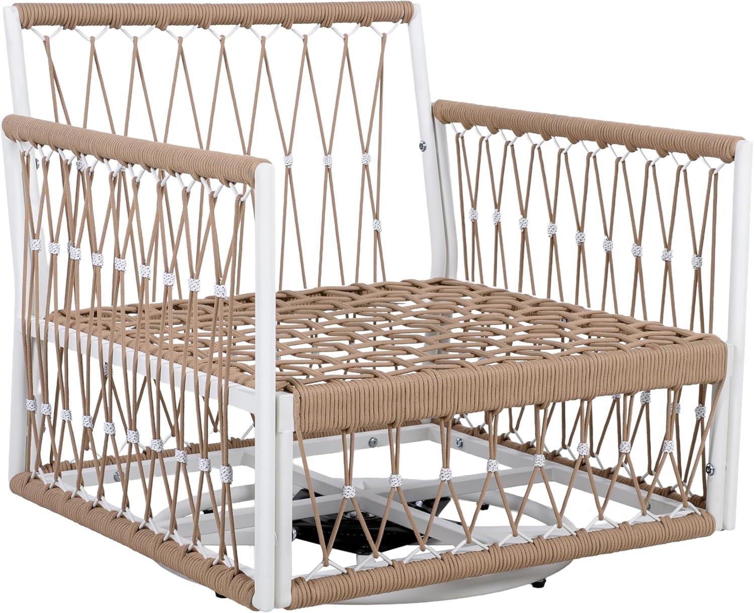 image:imageChristopher Knight Home Fiora 360 Swivel Patio Chairs Set of 2 with Handwoven Rope PowderCoated Steel Frame Outdoor Lounge Chairs Patio Seating with Waterproof Cushions Beige Natural