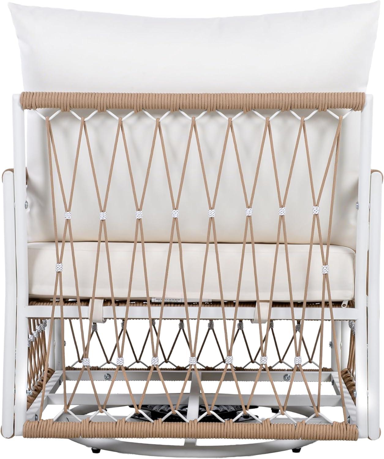 image:imageChristopher Knight Home Fiora 360 Swivel Patio Chairs Set of 2 with Handwoven Rope PowderCoated Steel Frame Outdoor Lounge Chairs Patio Seating with Waterproof Cushions Beige Natural