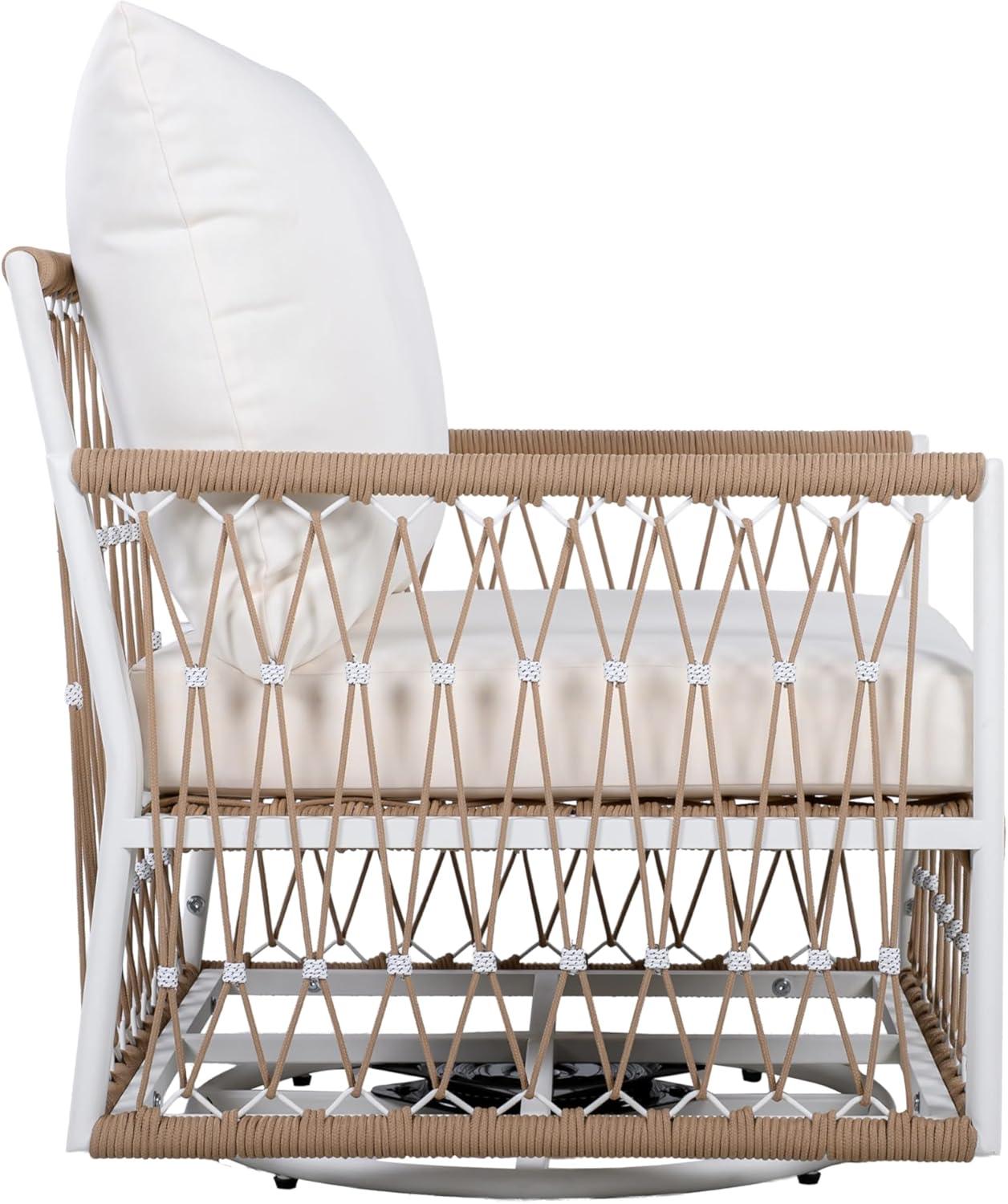 image:imageChristopher Knight Home Fiora 360 Swivel Patio Chairs Set of 2 with Handwoven Rope PowderCoated Steel Frame Outdoor Lounge Chairs Patio Seating with Waterproof Cushions Beige Natural