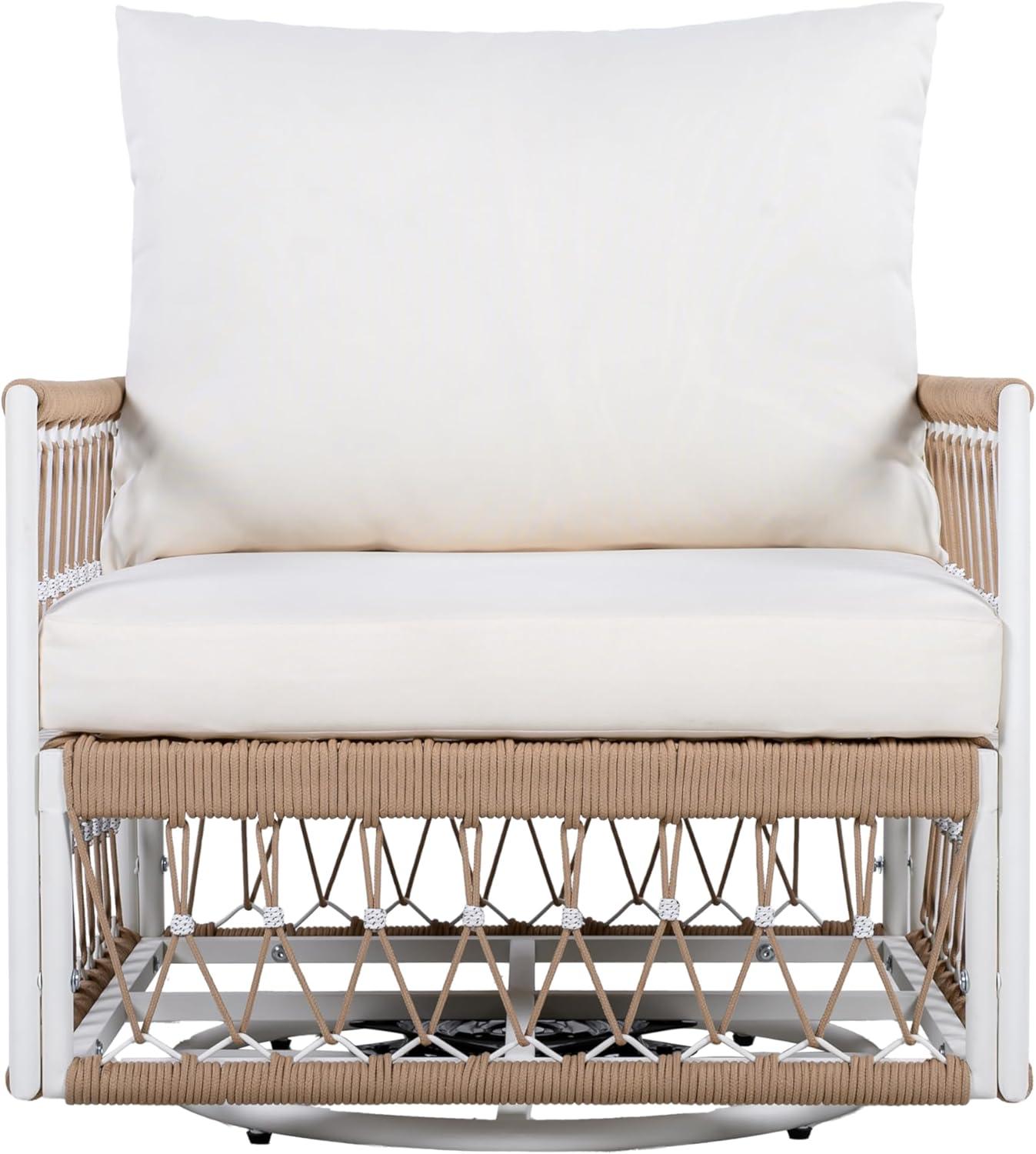 image:imageChristopher Knight Home Fiora 360 Swivel Patio Chairs Set of 2 with Handwoven Rope PowderCoated Steel Frame Outdoor Lounge Chairs Patio Seating with Waterproof Cushions Beige Natural