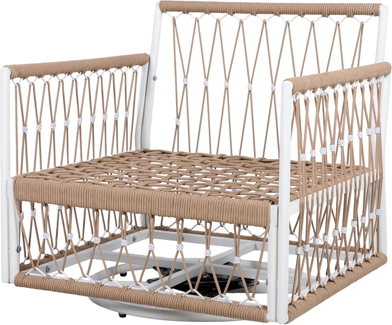 image:imageChristopher Knight Home Fiora 360 Swivel Patio Chairs Set of 2 with Handwoven Rope PowderCoated Steel Frame Outdoor Lounge Chairs Patio Seating with Waterproof Cushions Beige Natural