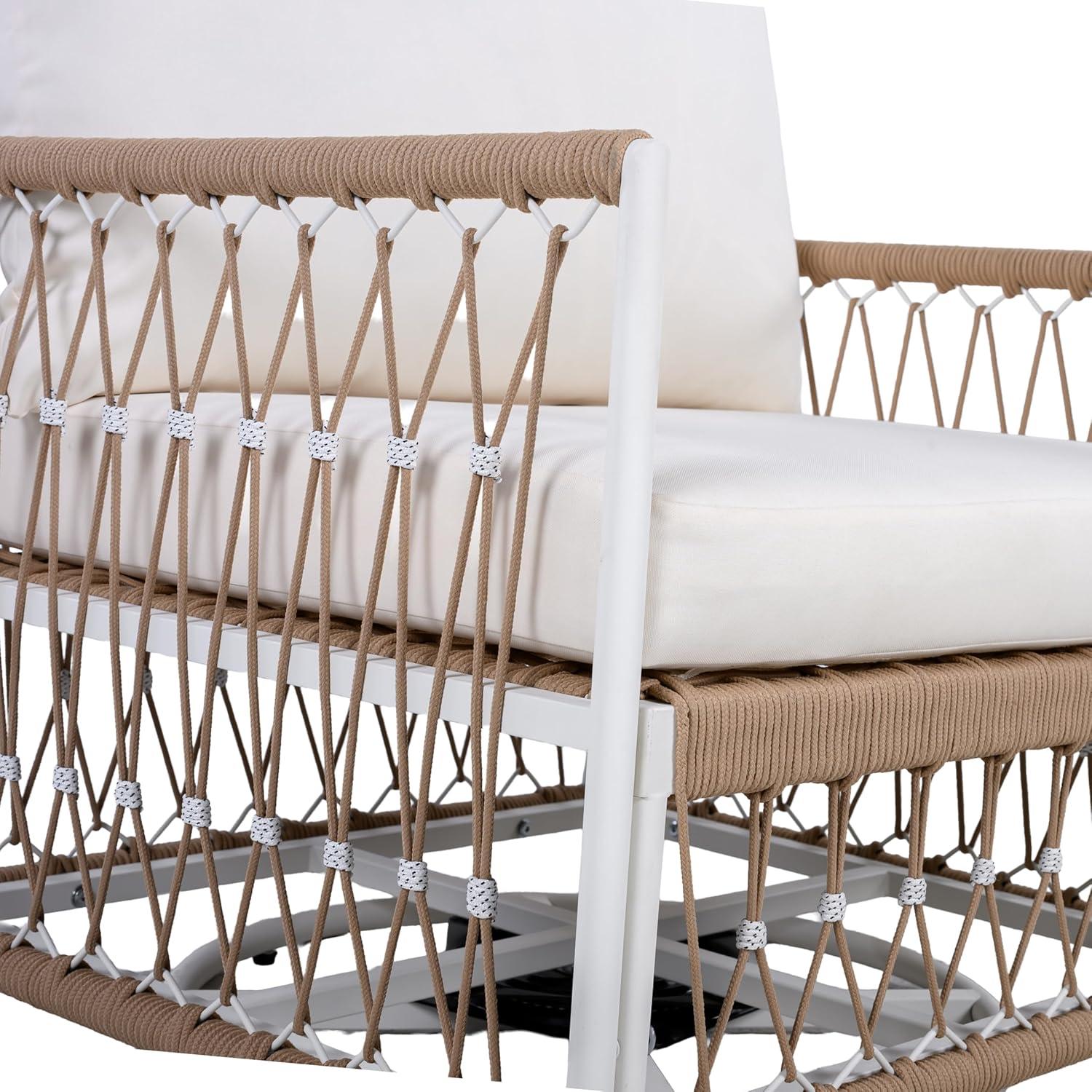image:imageChristopher Knight Home Fiora 360 Swivel Patio Chairs Set of 2 with Handwoven Rope PowderCoated Steel Frame Outdoor Lounge Chairs Patio Seating with Waterproof Cushions Beige Natural