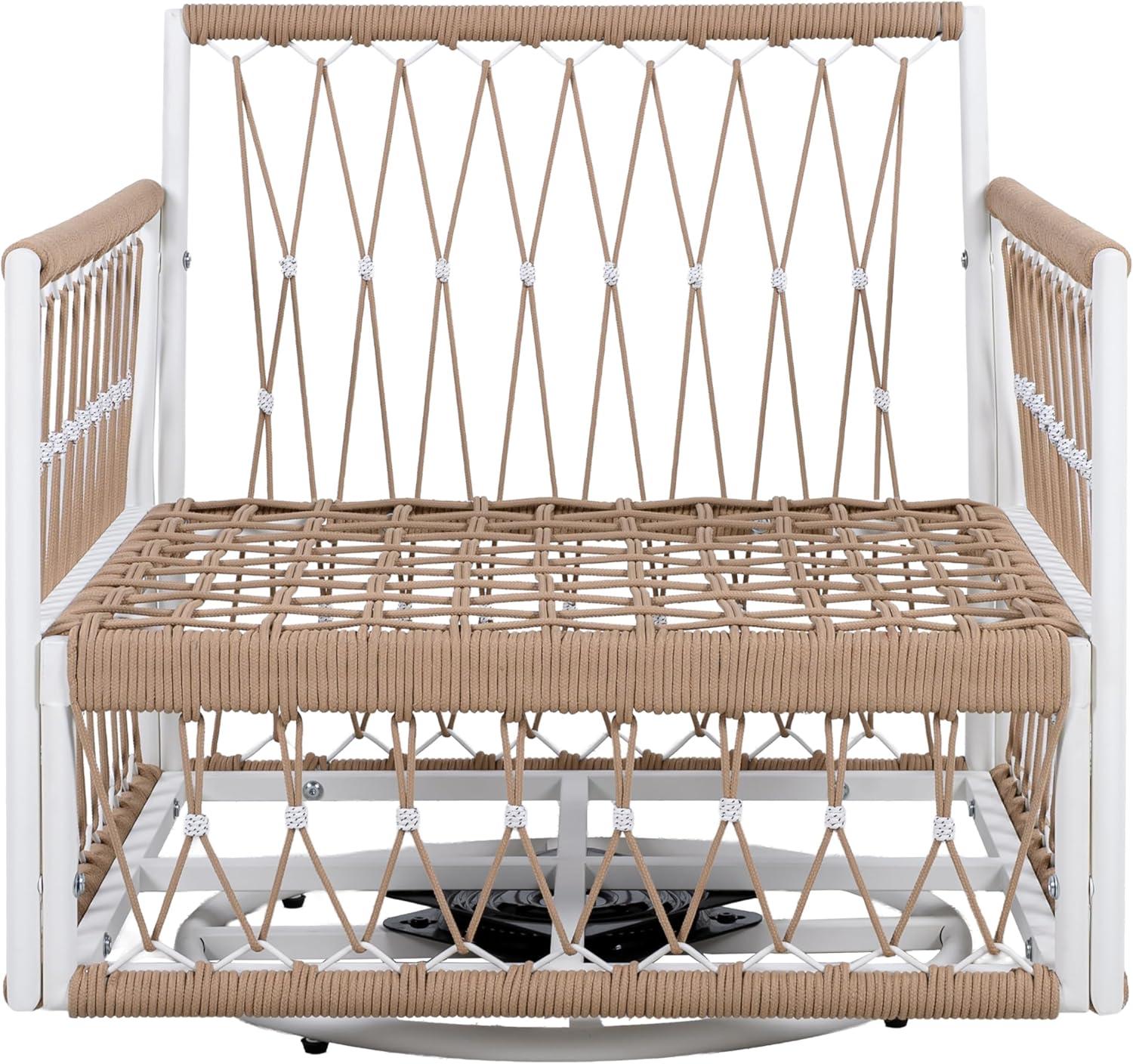 image:imageChristopher Knight Home Fiora 360 Swivel Patio Chairs Set of 2 with Handwoven Rope PowderCoated Steel Frame Outdoor Lounge Chairs Patio Seating with Waterproof Cushions Beige Natural