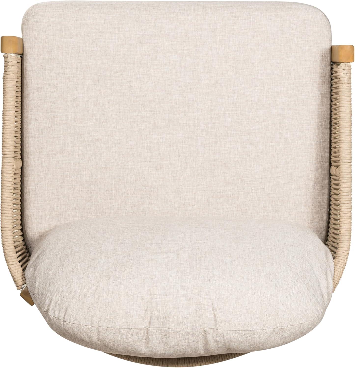 image:imageChristopher Knight Home Grotta Acacia Wood Patio Accent Chair Wooden Lounge Chair Outdoor Outdoor Barrel Chair with Rope WeaveRemovable Cushion Curved Backrest Single Lounge Sofa BeigeTeakBeigeteak
