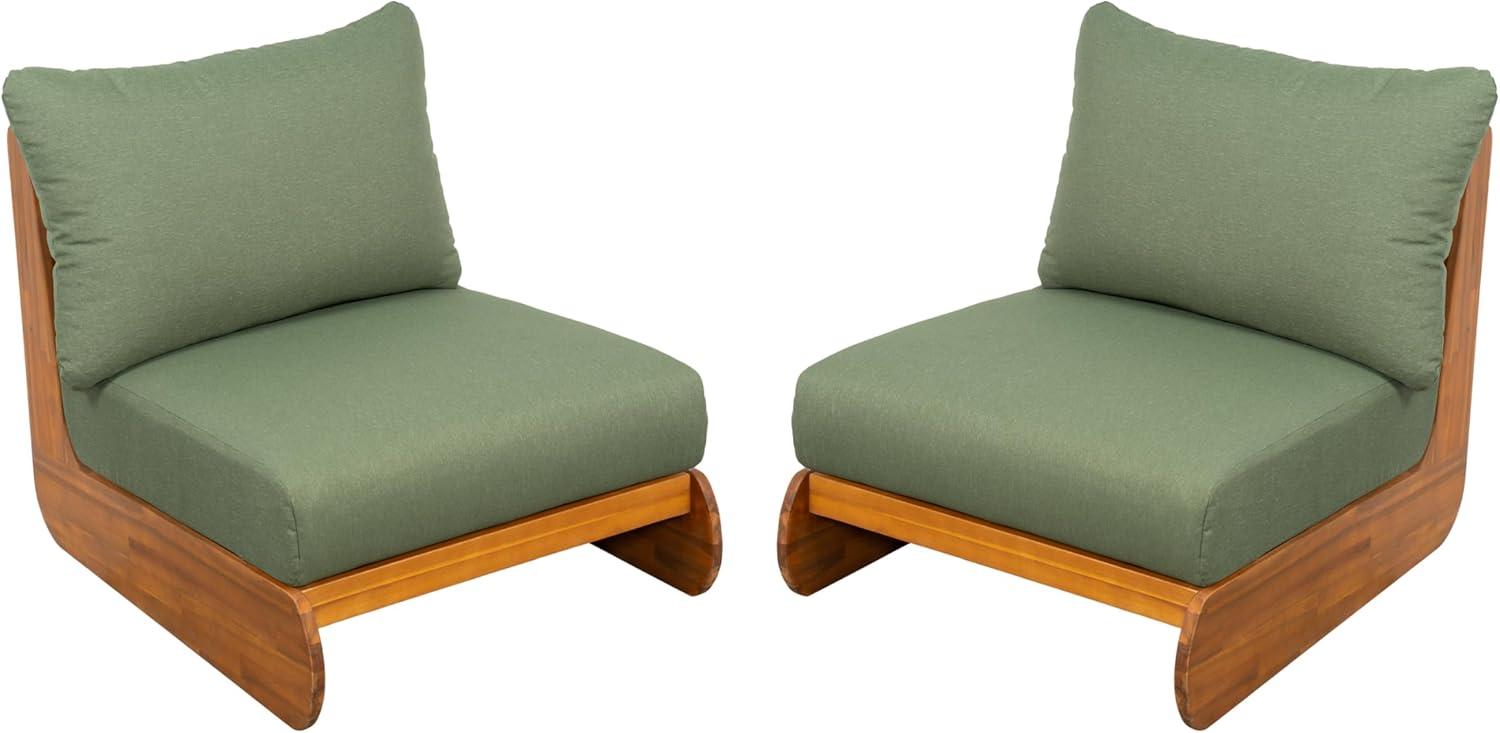 image:imageChristopher Knight Home Hopi Set of 2 Outdoor Club Chair with Water Resistant Acacia Wood Lounge Chair Outdoor Patio Low Profile Accent Chairs Comfy Reading Chairs for Garden Backyard Teak GreenTeak Green