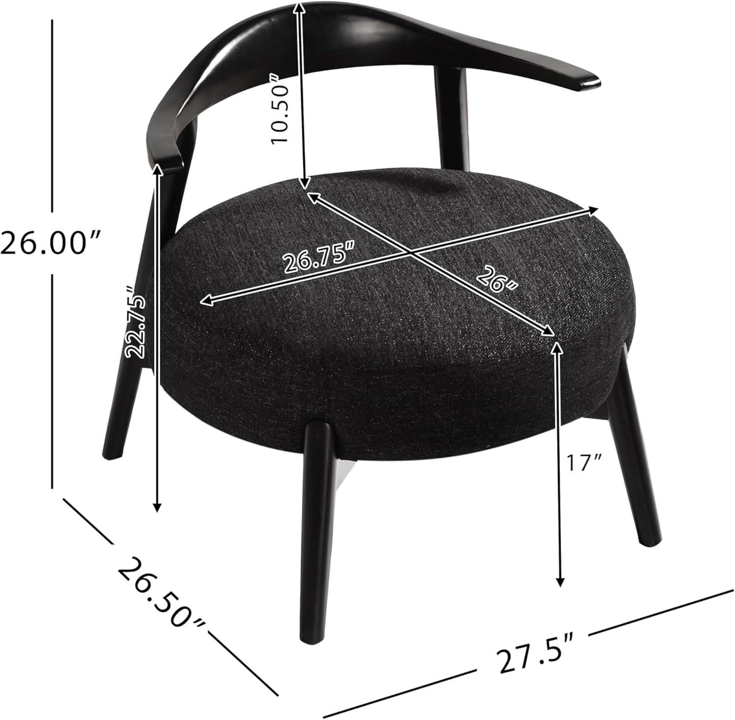 image:imageChristopher Knight Home Ipomoea Low Back Accent Chair Living Room Lounge Chair Comfy Chair for Bedroom Wooden Side Chair with Armrest Reading Chair with Soft Fabric Cushion BeigeBlackBlack
