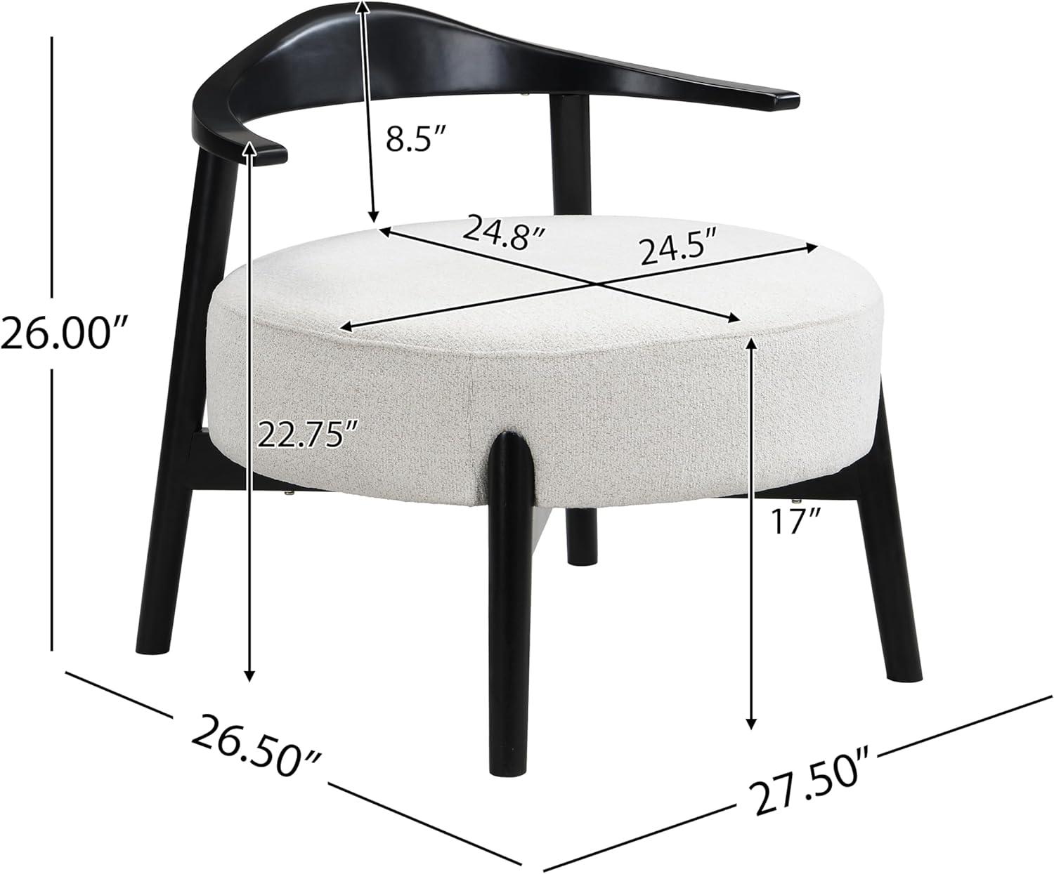 image:imageChristopher Knight Home Ipomoea Low Back Accent Chair Living Room Lounge Chair Comfy Chair for Bedroom Wooden Side Chair with Armrest Reading Chair with Soft Fabric Cushion BeigeBlackBeigeblack
