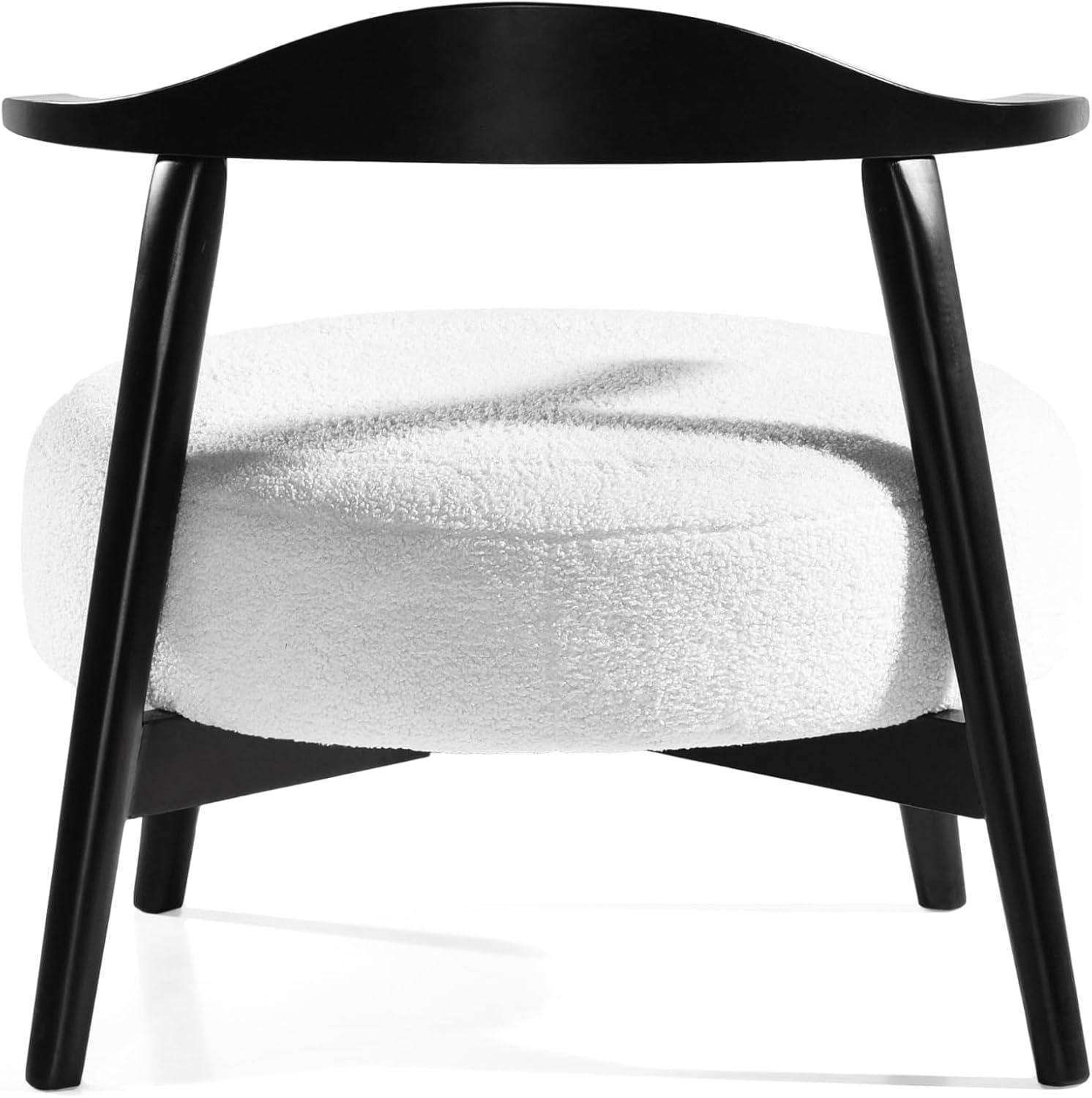 image:imageChristopher Knight Home Ipomoea Low Back Accent Chair Living Room Lounge Chair Comfy Chair for Bedroom Wooden Side Chair with Armrest Reading Chair with Soft Fabric Cushion BeigeBlackWhiteblack