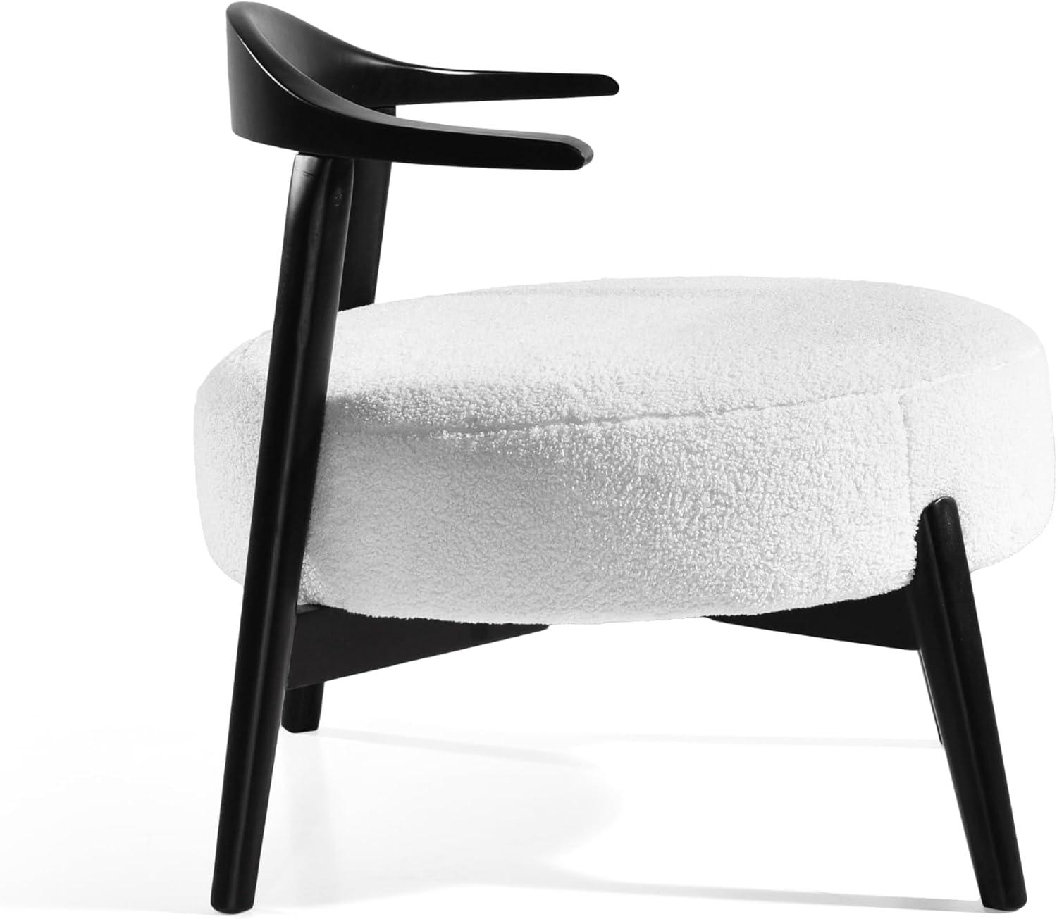 image:imageChristopher Knight Home Ipomoea Low Back Accent Chair Living Room Lounge Chair Comfy Chair for Bedroom Wooden Side Chair with Armrest Reading Chair with Soft Fabric Cushion BeigeBlackWhiteblack
