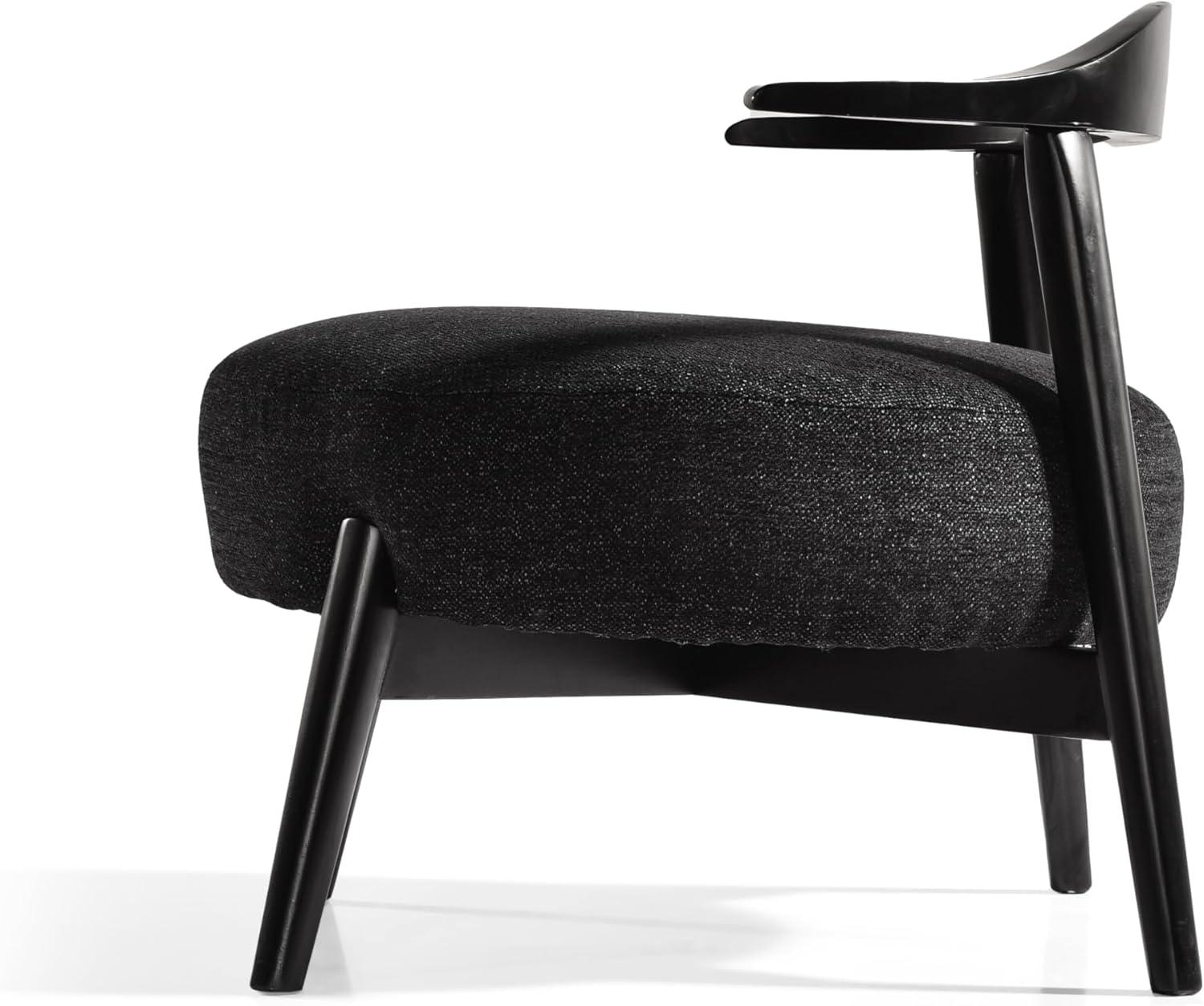 image:imageChristopher Knight Home Ipomoea Low Back Accent Chair Living Room Lounge Chair Comfy Chair for Bedroom Wooden Side Chair with Armrest Reading Chair with Soft Fabric Cushion BeigeBlackBlack