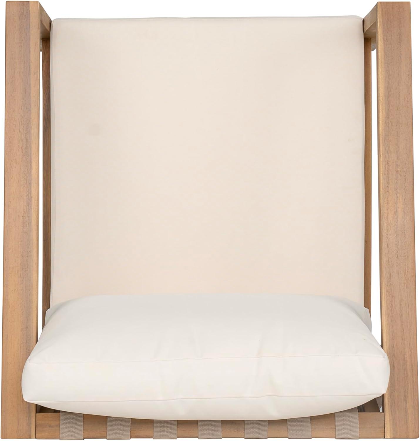 image:imageChristopher Knight Home Irelia Modern Patio Chair Acacia Wood and Rope Club Chair Lounge Chair Outdoor with Waterproof Cushions for BackyardDeckPoolsideGarden Beige Light Teak