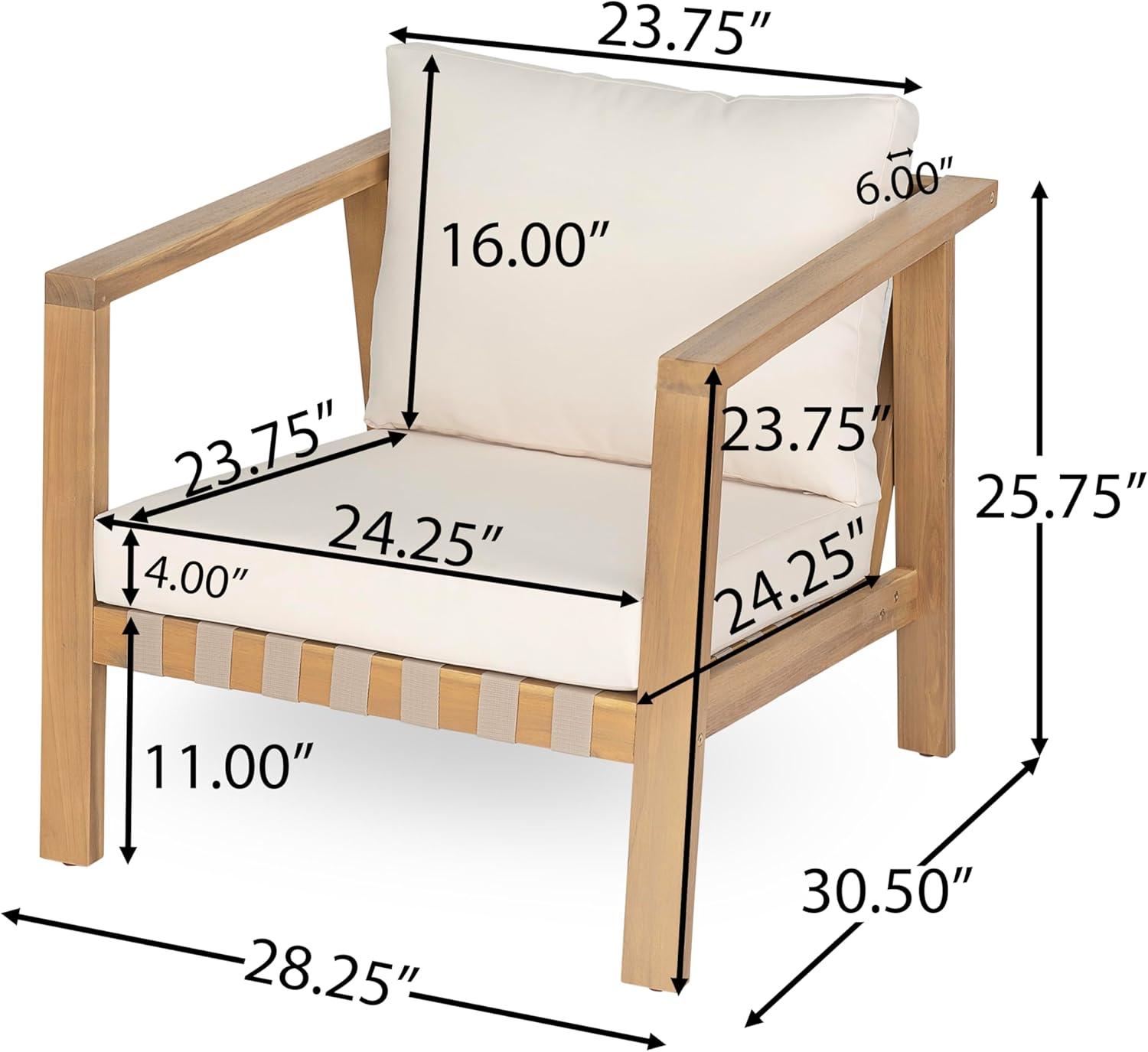 image:imageChristopher Knight Home Irelia Modern Patio Chair Acacia Wood and Rope Club Chair Lounge Chair Outdoor with Waterproof Cushions for BackyardDeckPoolsideGarden Beige Light Teak