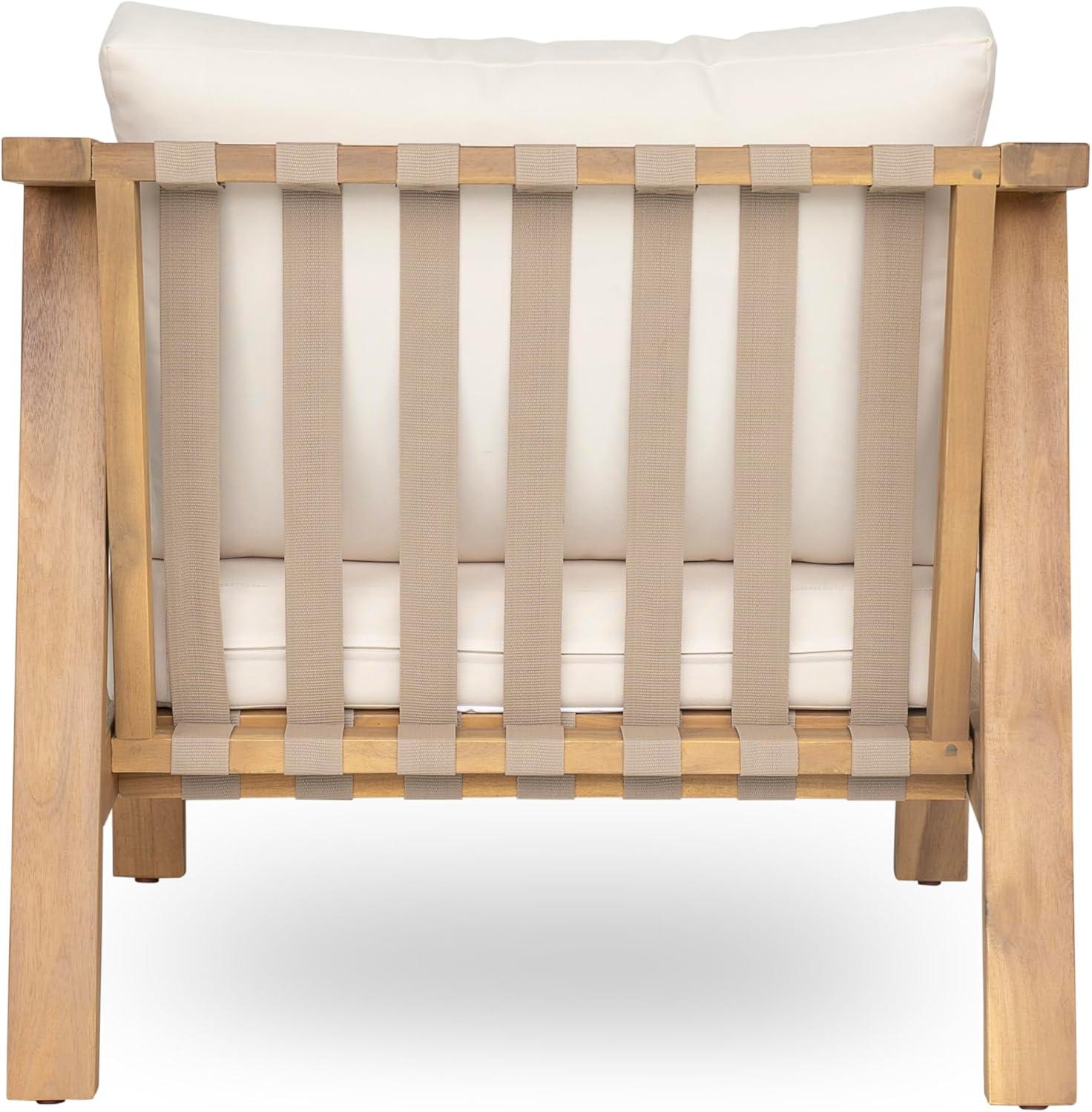 image:imageChristopher Knight Home Irelia Modern Patio Chair Acacia Wood and Rope Club Chair Lounge Chair Outdoor with Waterproof Cushions for BackyardDeckPoolsideGarden Beige Light Teak
