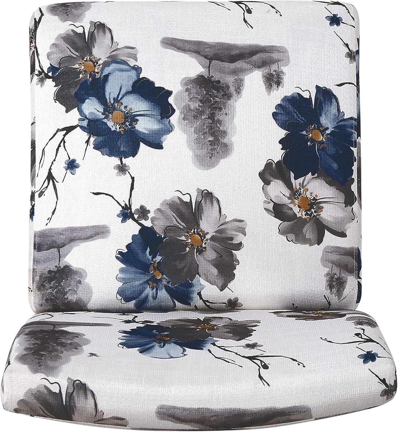 image:imageChristopher Knight Home Kendal Set of 2 Fabric Upholstered Club Chair Floral Print Modern Armless Accent Chair for Living Room Comfy Slipper Chair for Bedroom Home Office BlueWhite