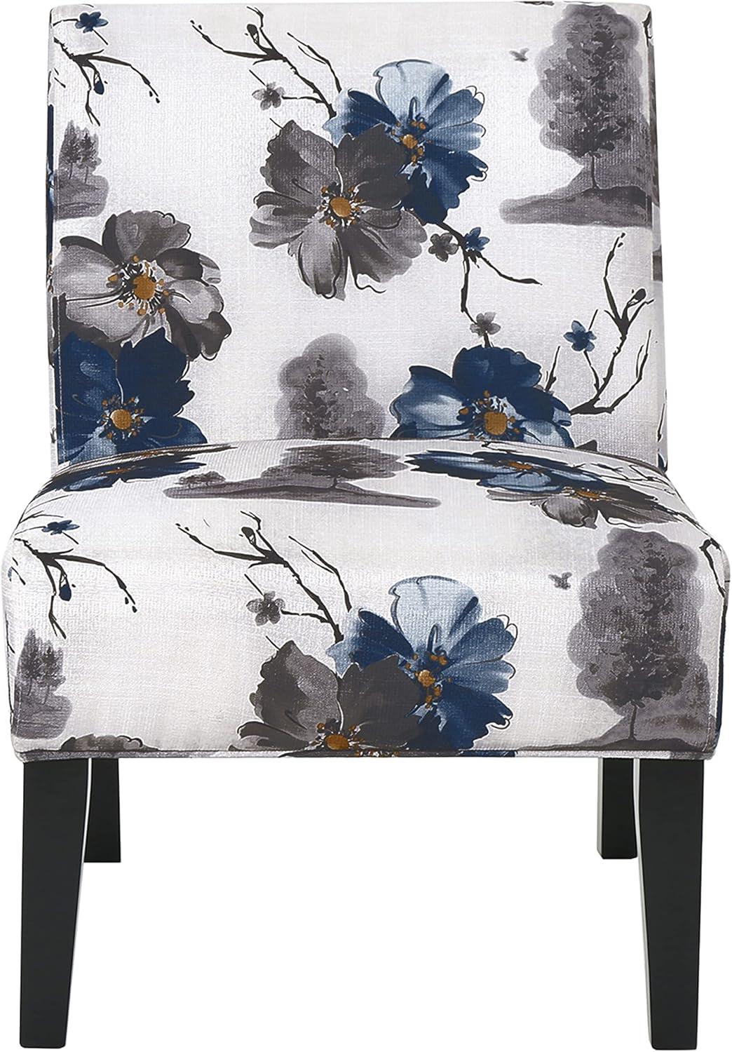image:imageChristopher Knight Home Kendal Set of 2 Fabric Upholstered Club Chair Floral Print Modern Armless Accent Chair for Living Room Comfy Slipper Chair for Bedroom Home Office BlueWhite